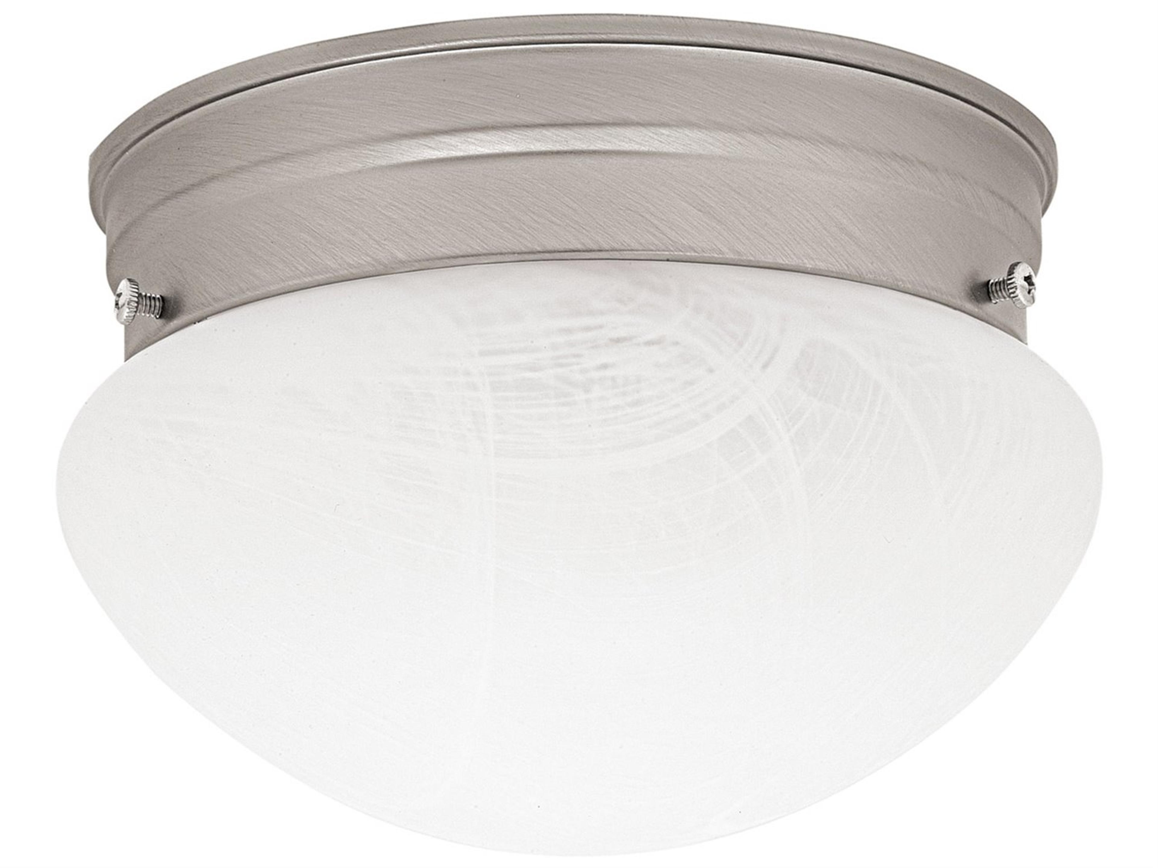 2-Light Matte Nickel Glass Bowl Flush Mount