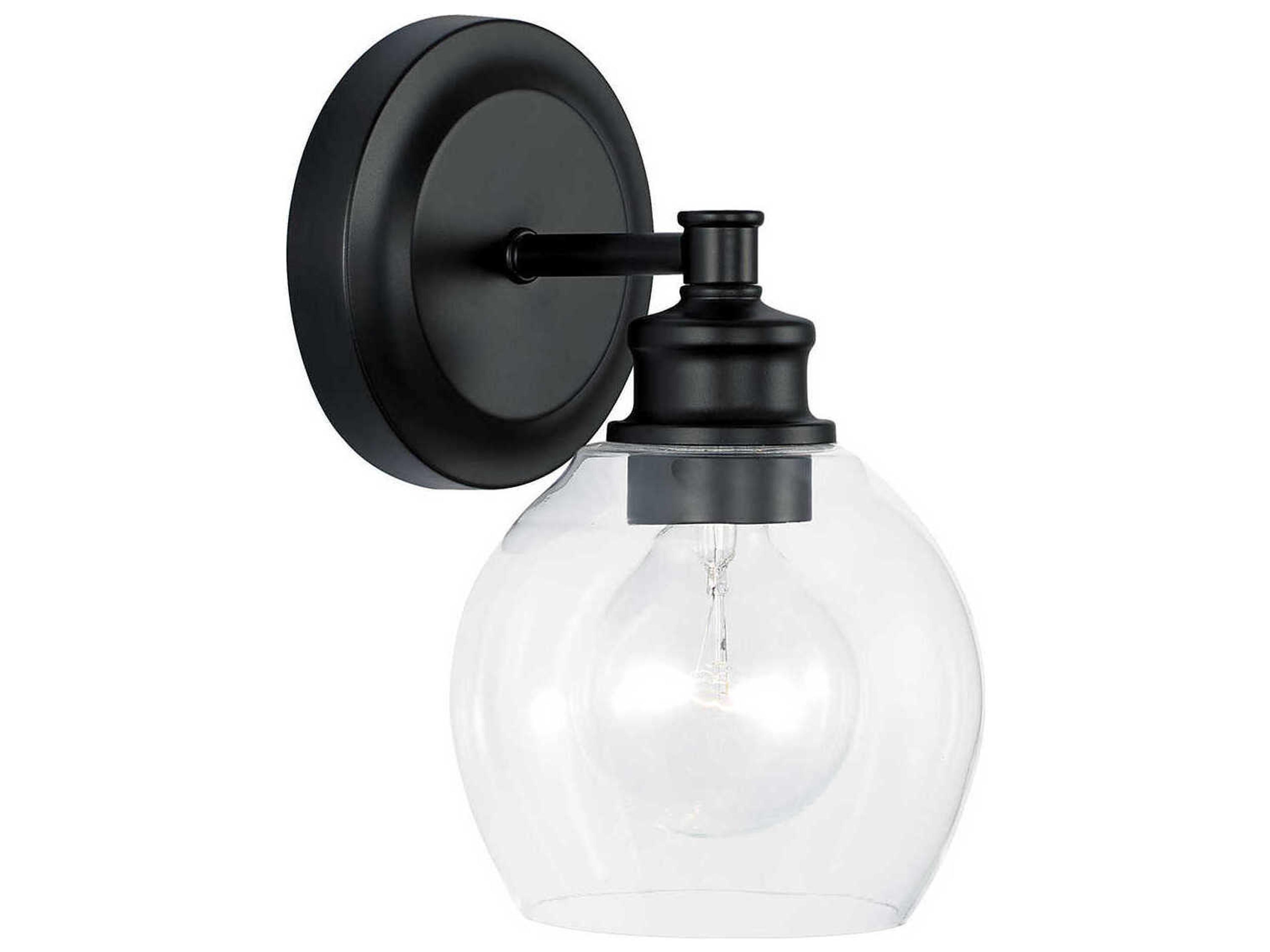 Mid Century 1-Light Matte Black Glass Wall Sconce