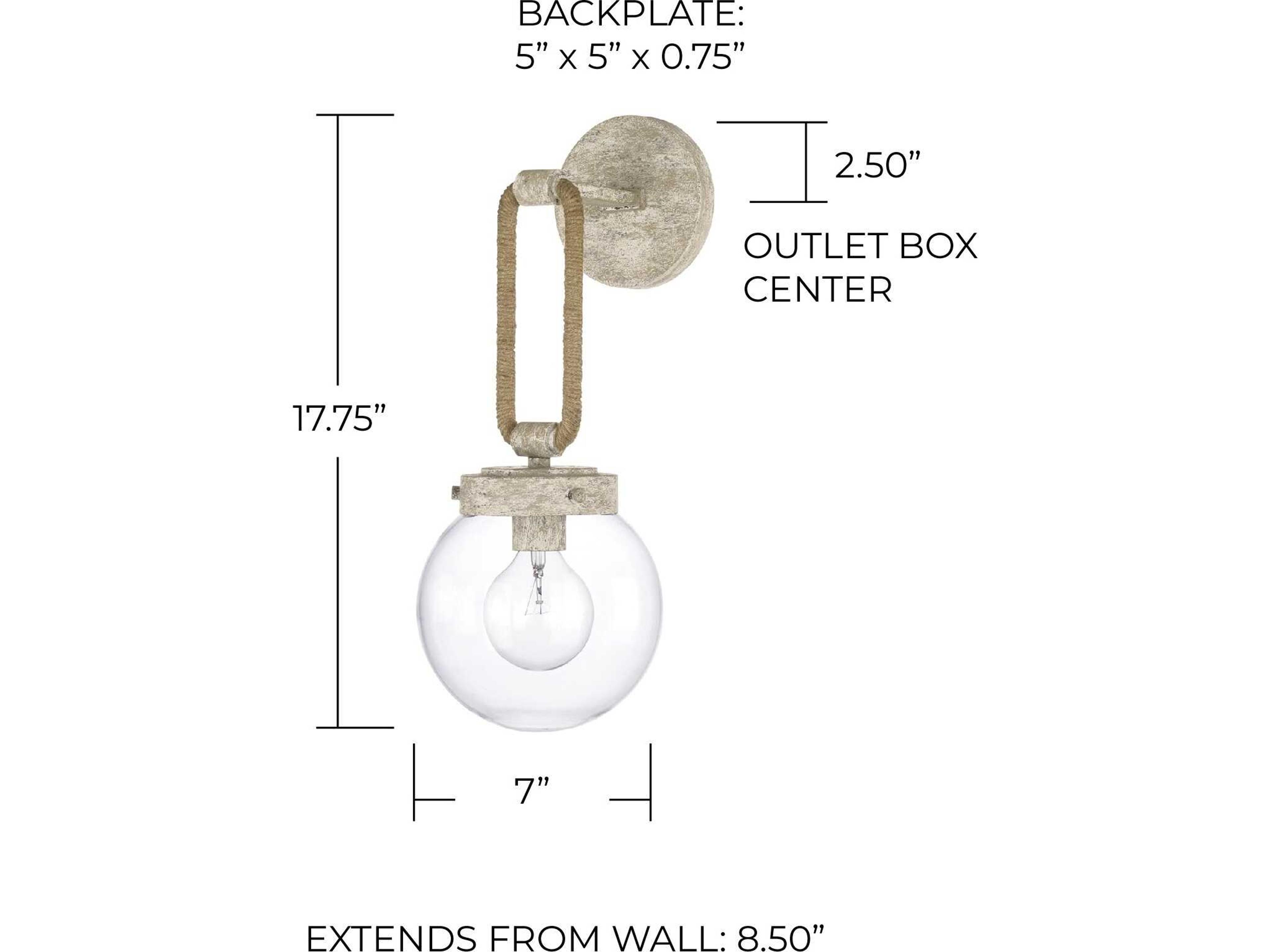 Capital Lighting Beaufort 1-Light Mystic Sand Gray Glass Wall Sconce