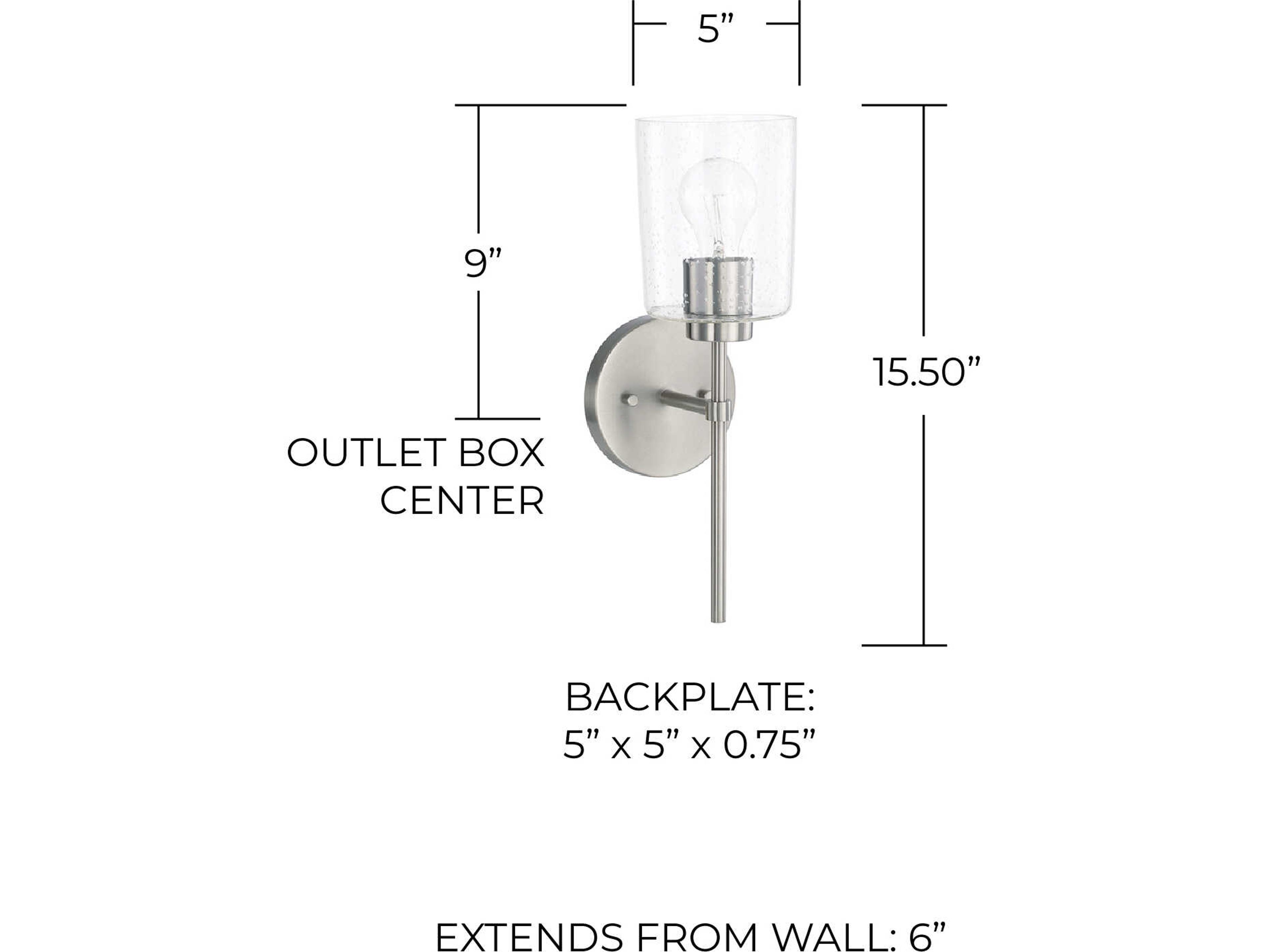 Capital Lighting Greyson 1-Light Brushed Nickel Glass Wall Sconce