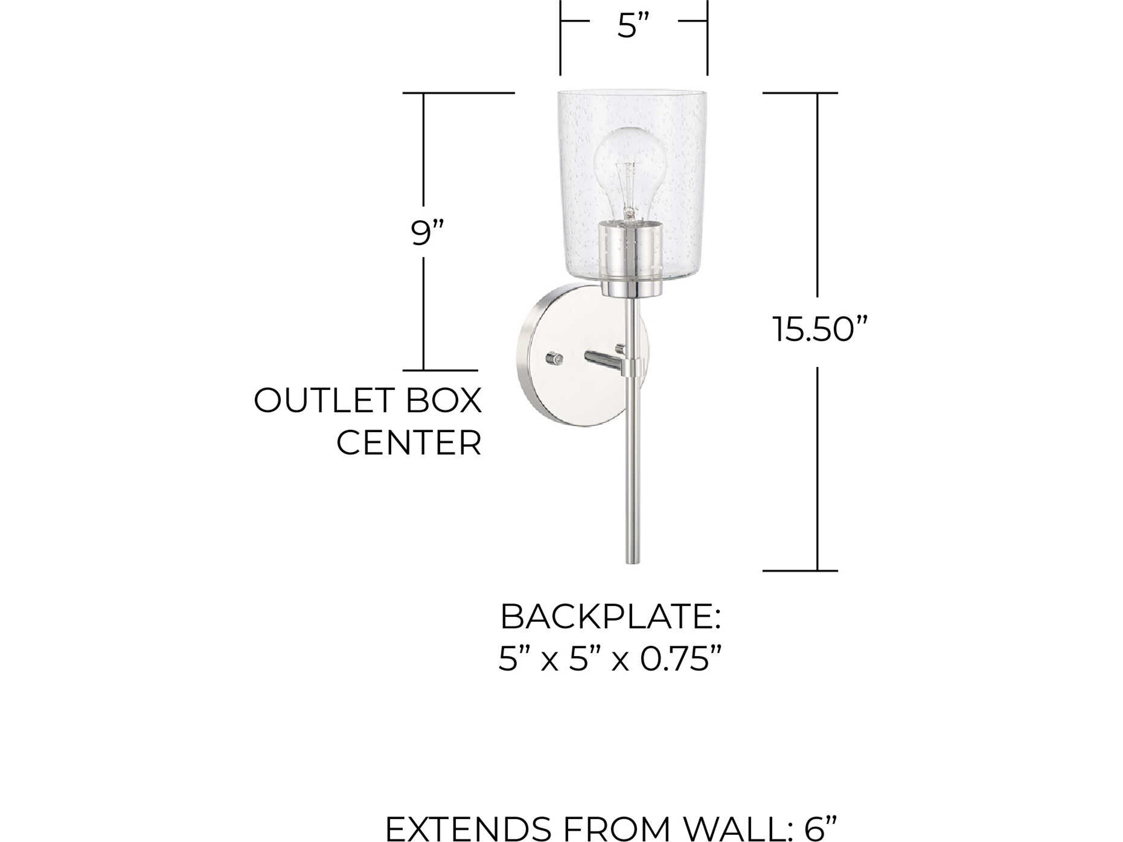 Capital Lighting Greyson 1-Light Chrome Glass Wall Sconce