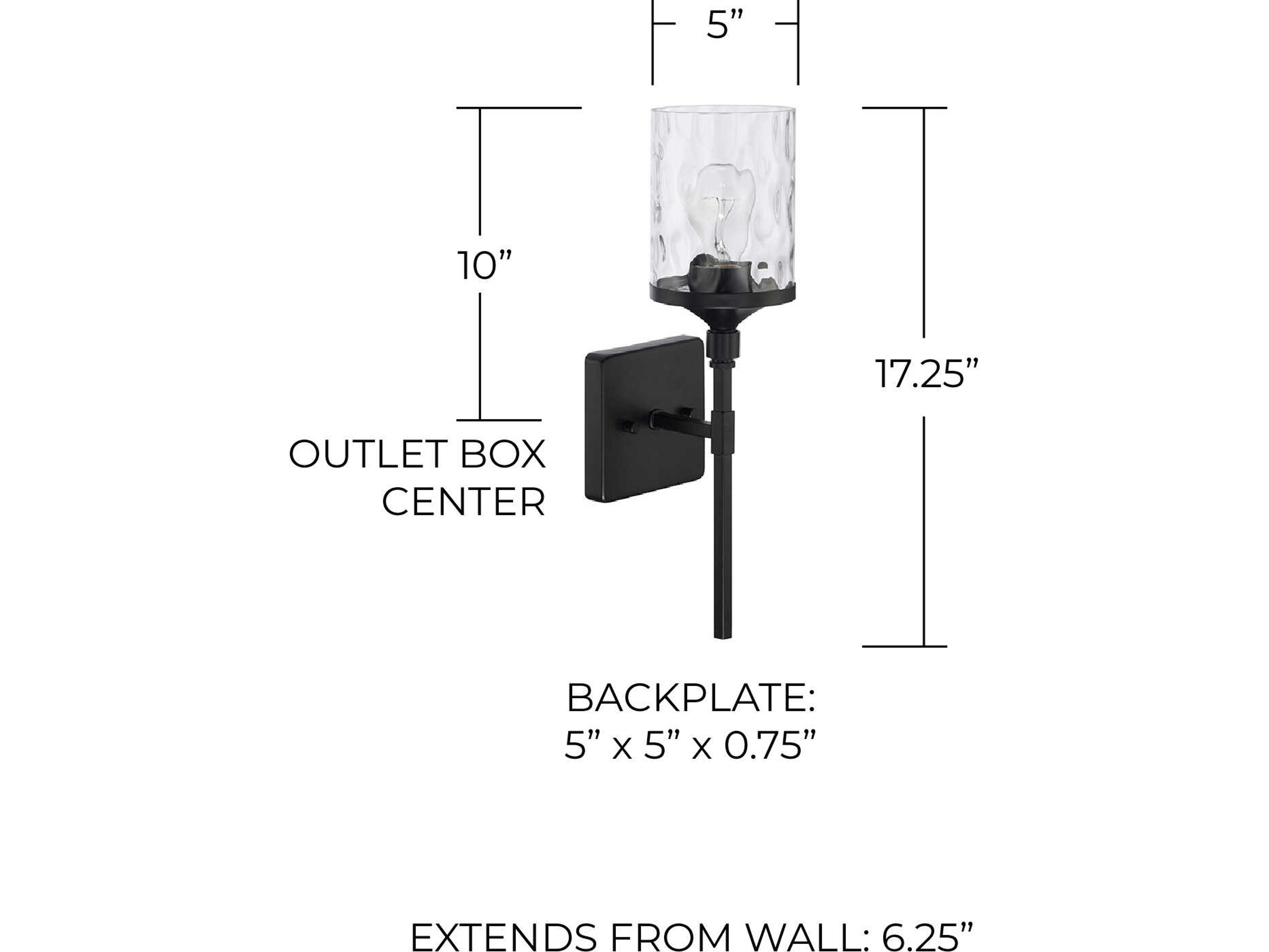Capital Lighting Colton 1-Light Matte Black Glass Wall Sconce