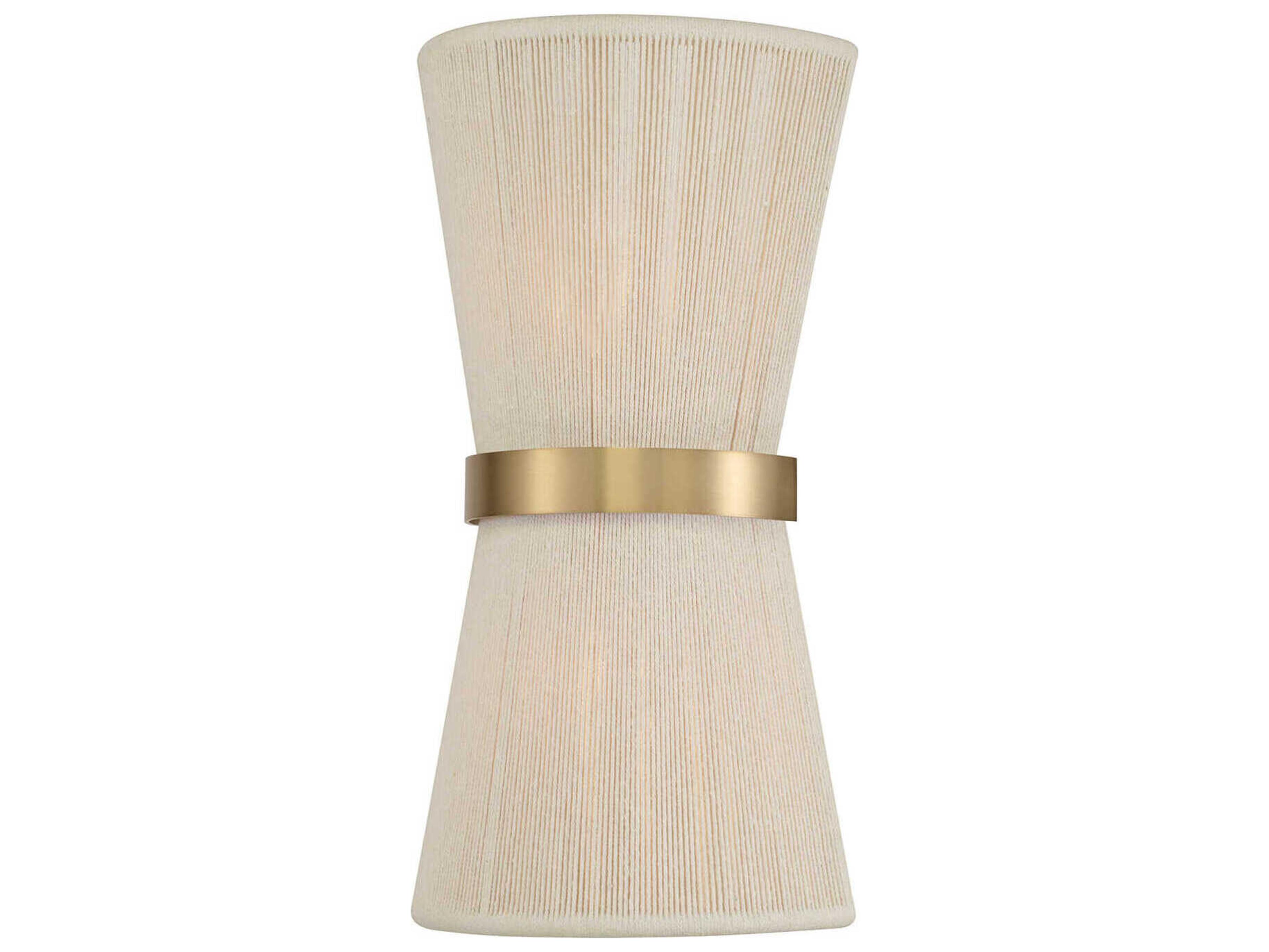Cecilia 2-Light Bleached Natural Rope And Patinaed Brass Off White Wall Sconce