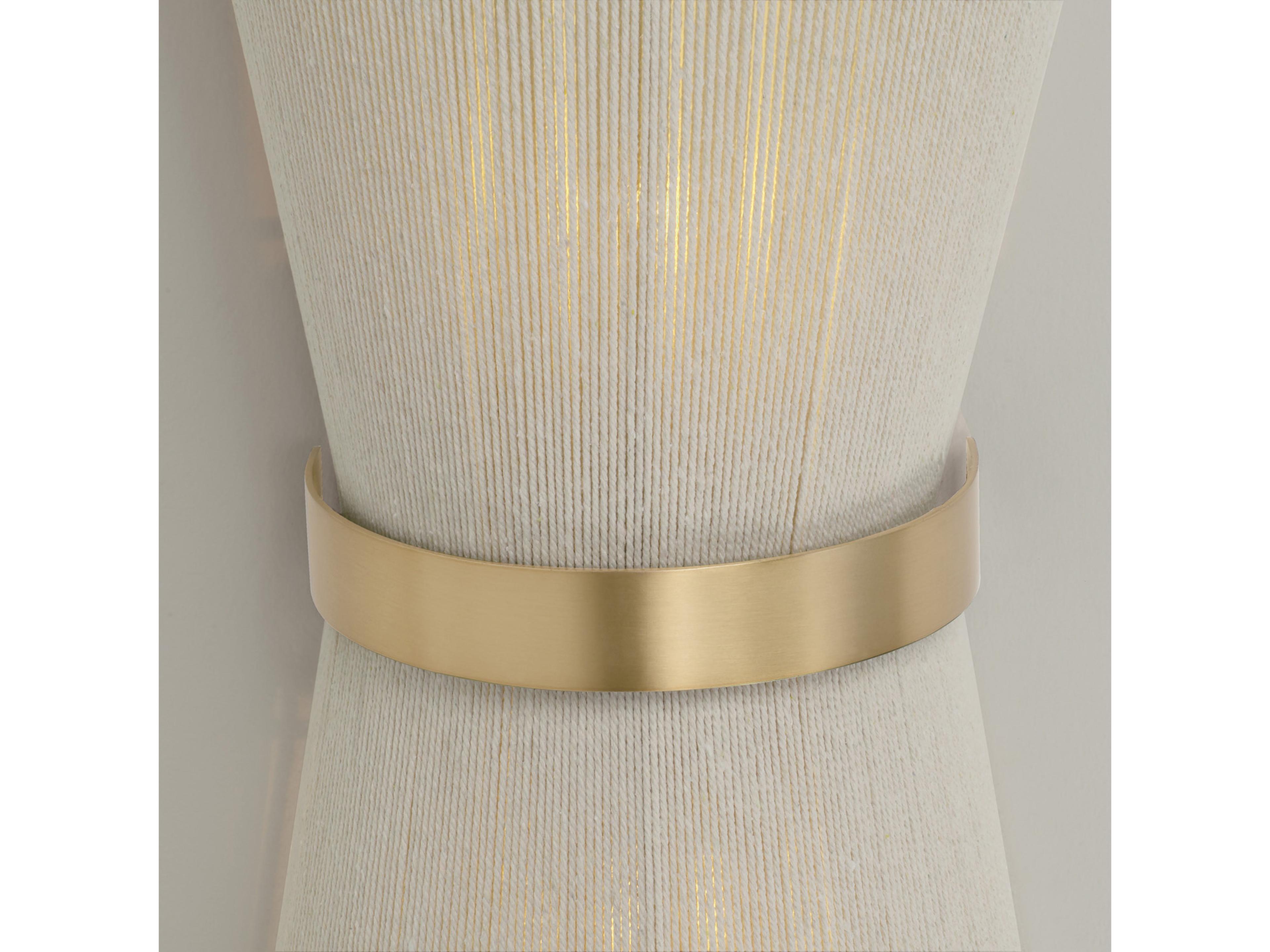 Capital Lighting Cecilia 2-Light Bleached Natural Rope And Patinaed Brass Off White Wall Sconce