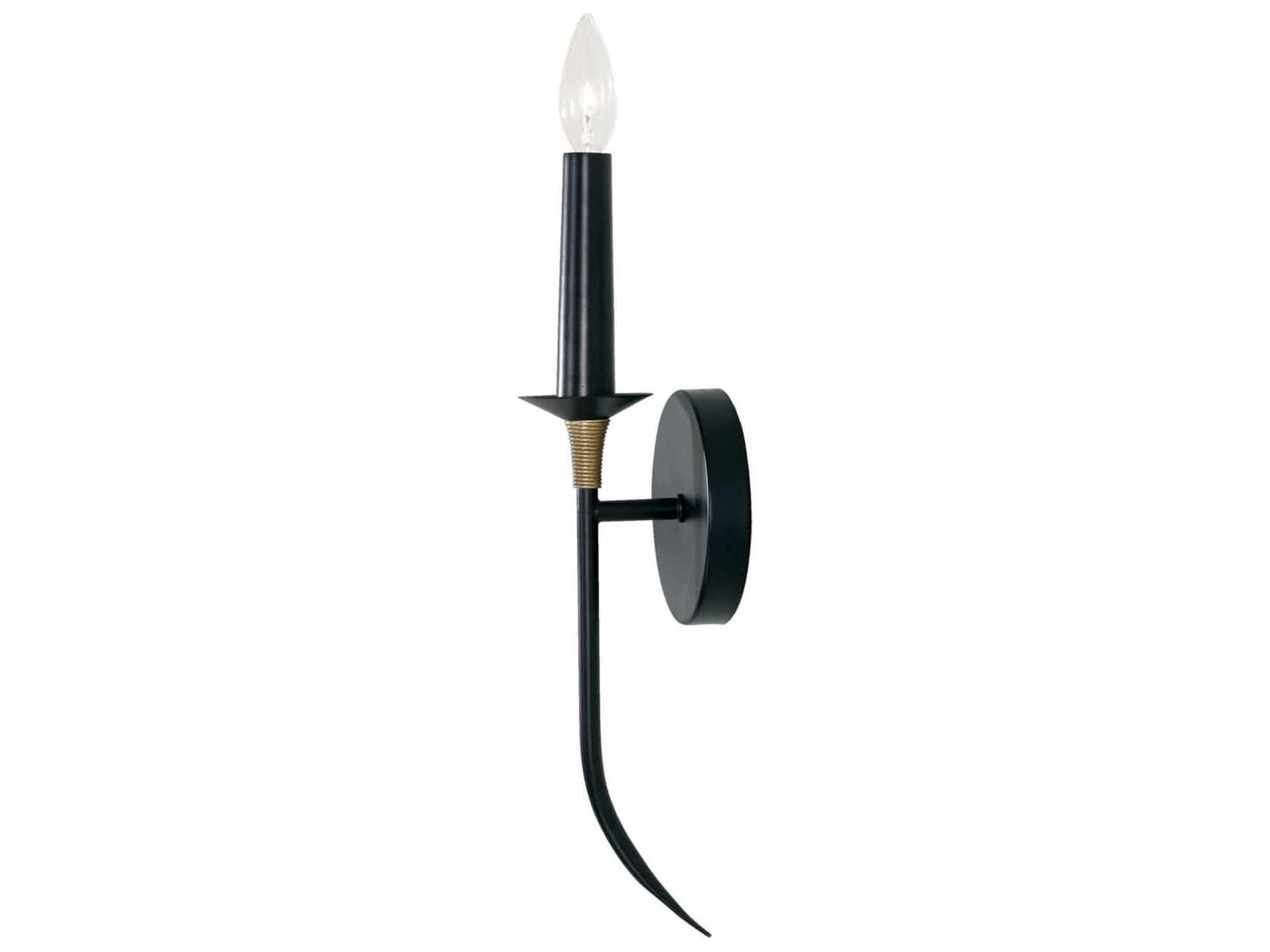 Amara 1-Light Matte Black With Brass Wall Sconce