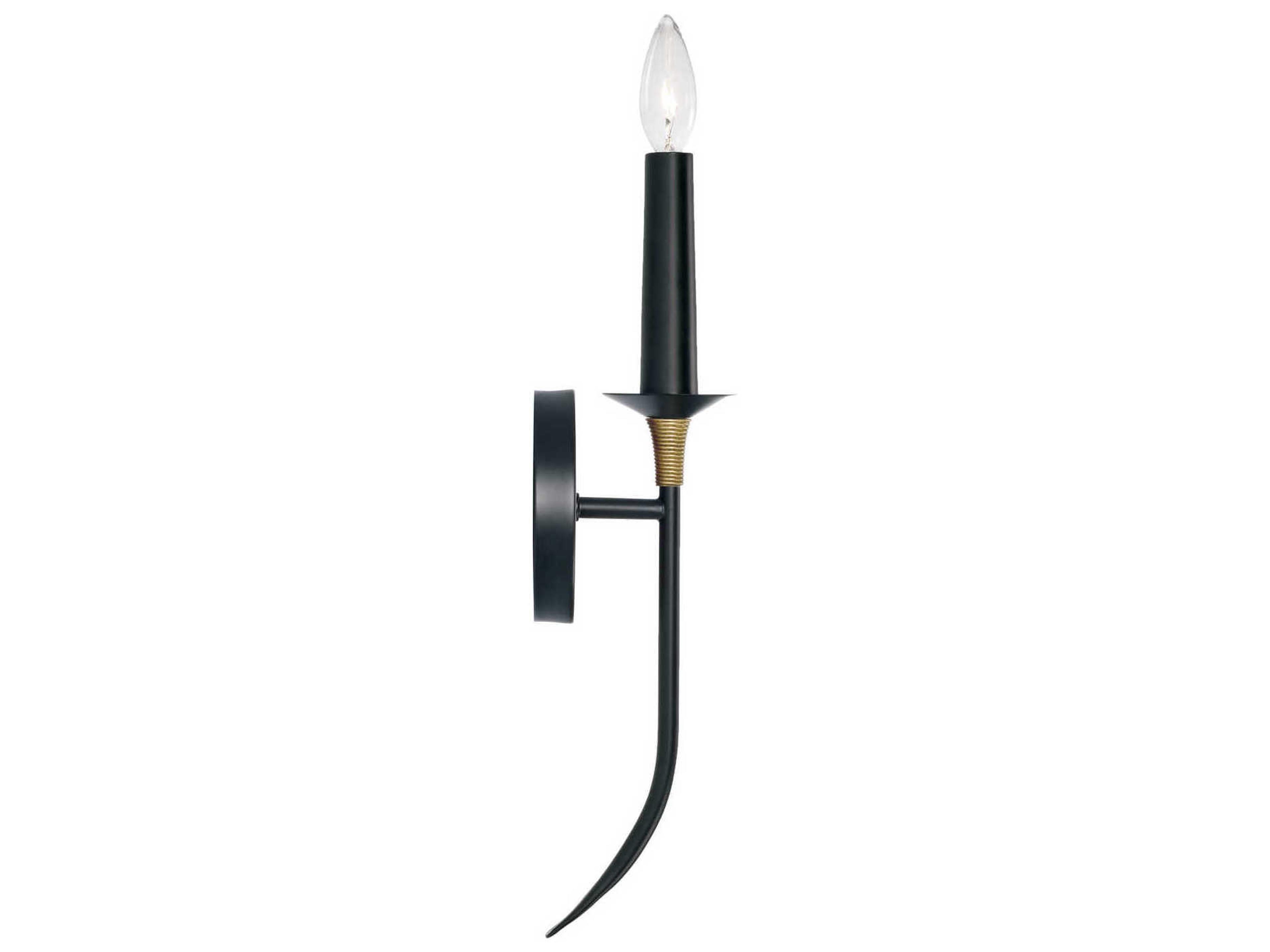 Capital Lighting Amara 1-Light Matte Black With Brass Wall Sconce