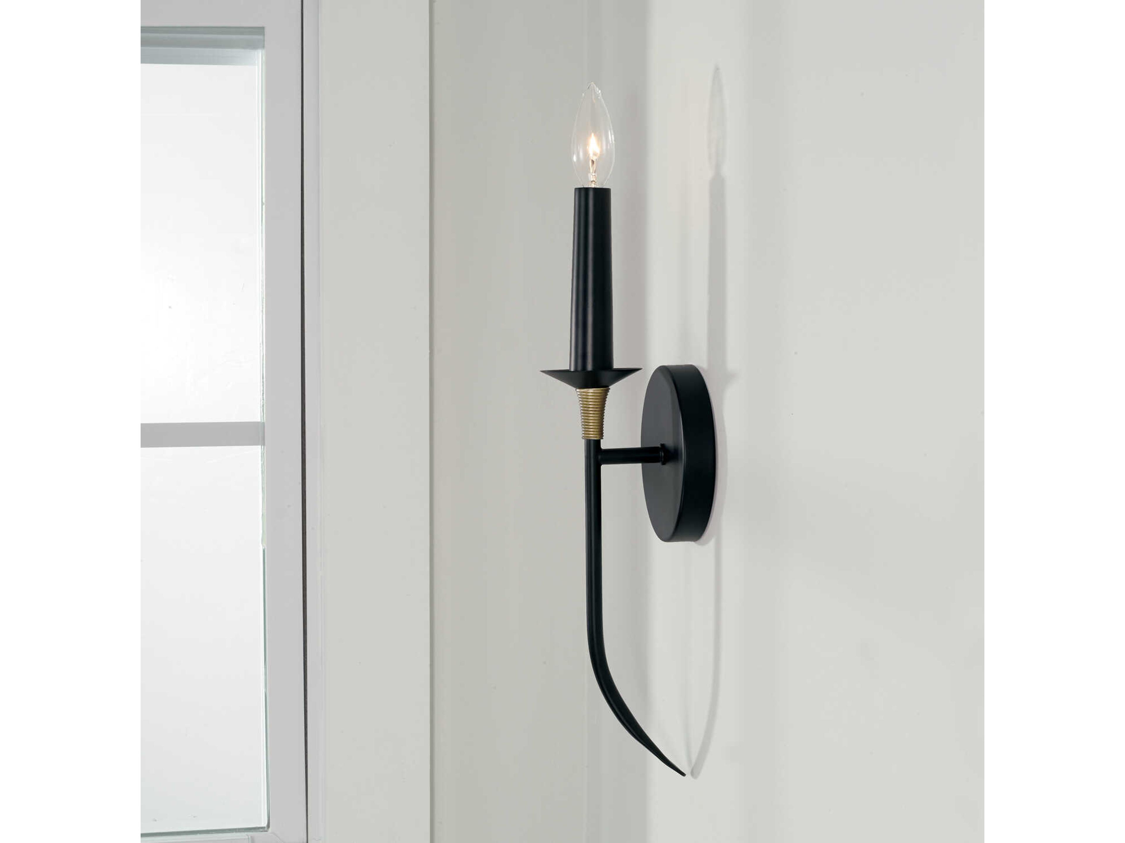 Capital Lighting Amara 1-Light Matte Black With Brass Wall Sconce