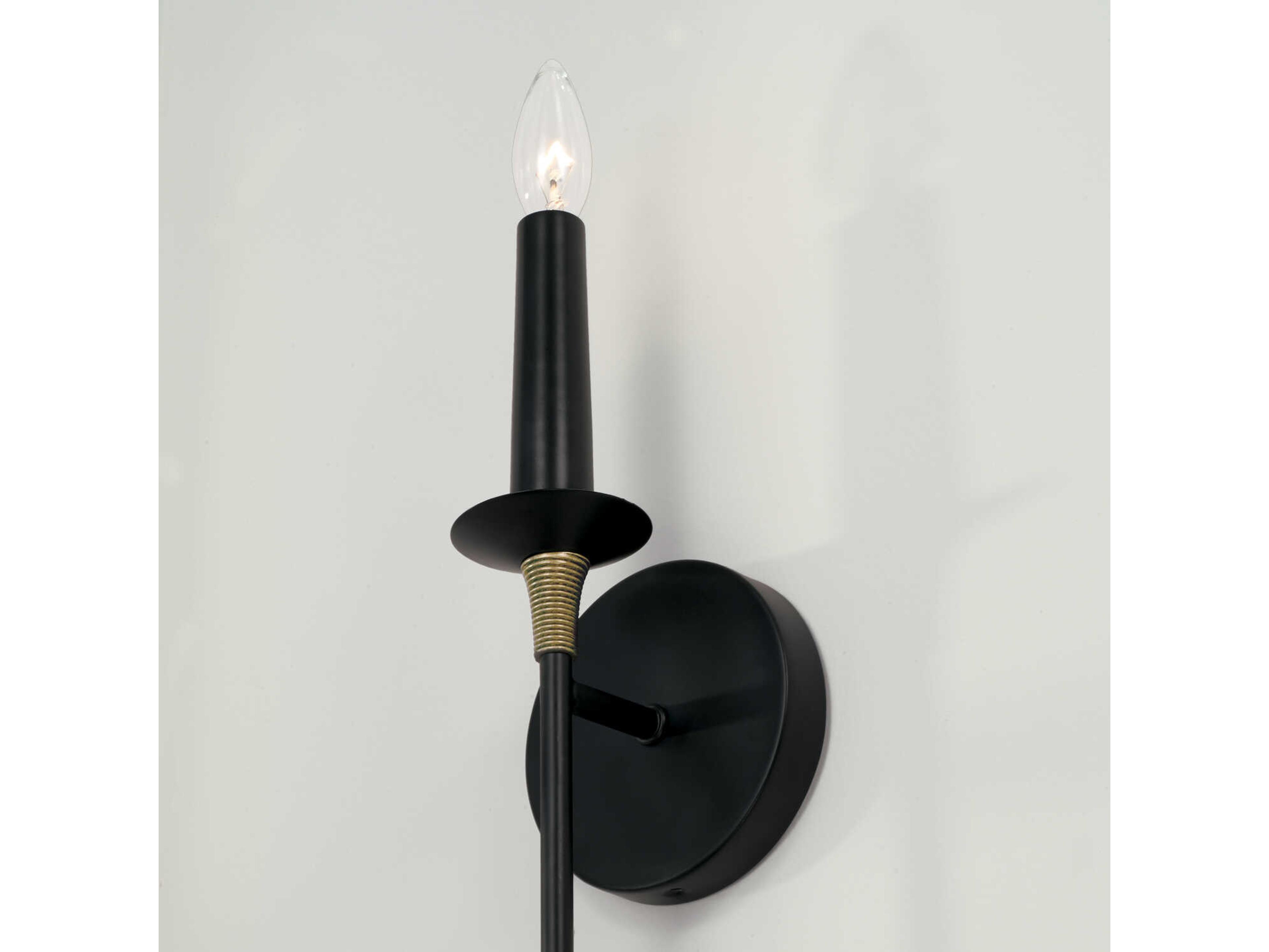 Capital Lighting Amara 1-Light Matte Black With Brass Wall Sconce