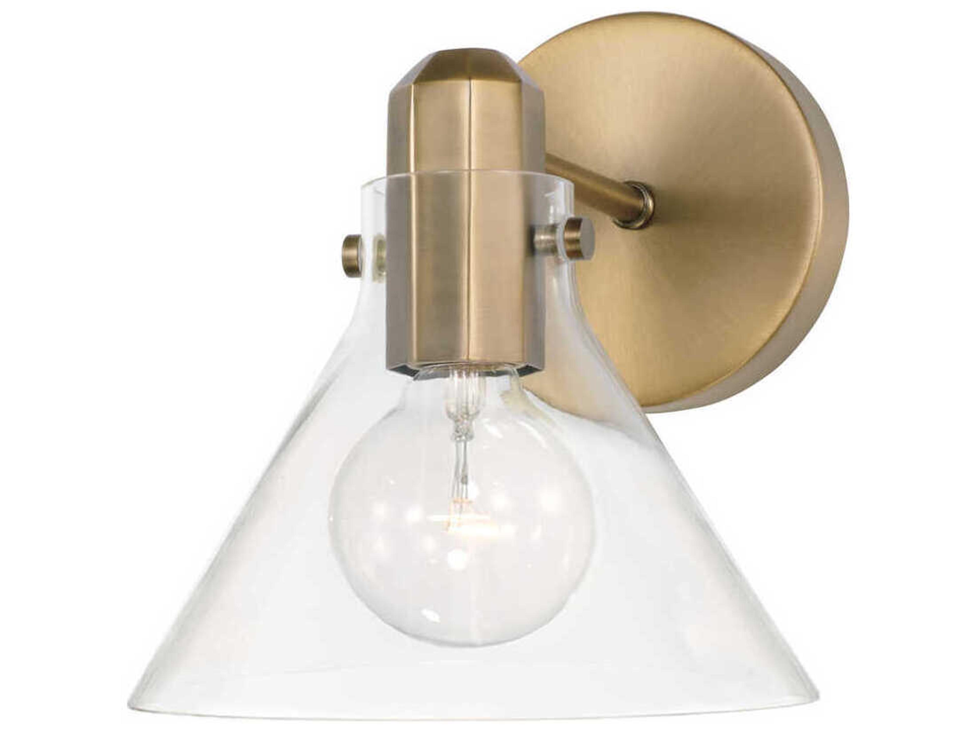 Greer 1-Light Aged Brass Glass Wall Sconce