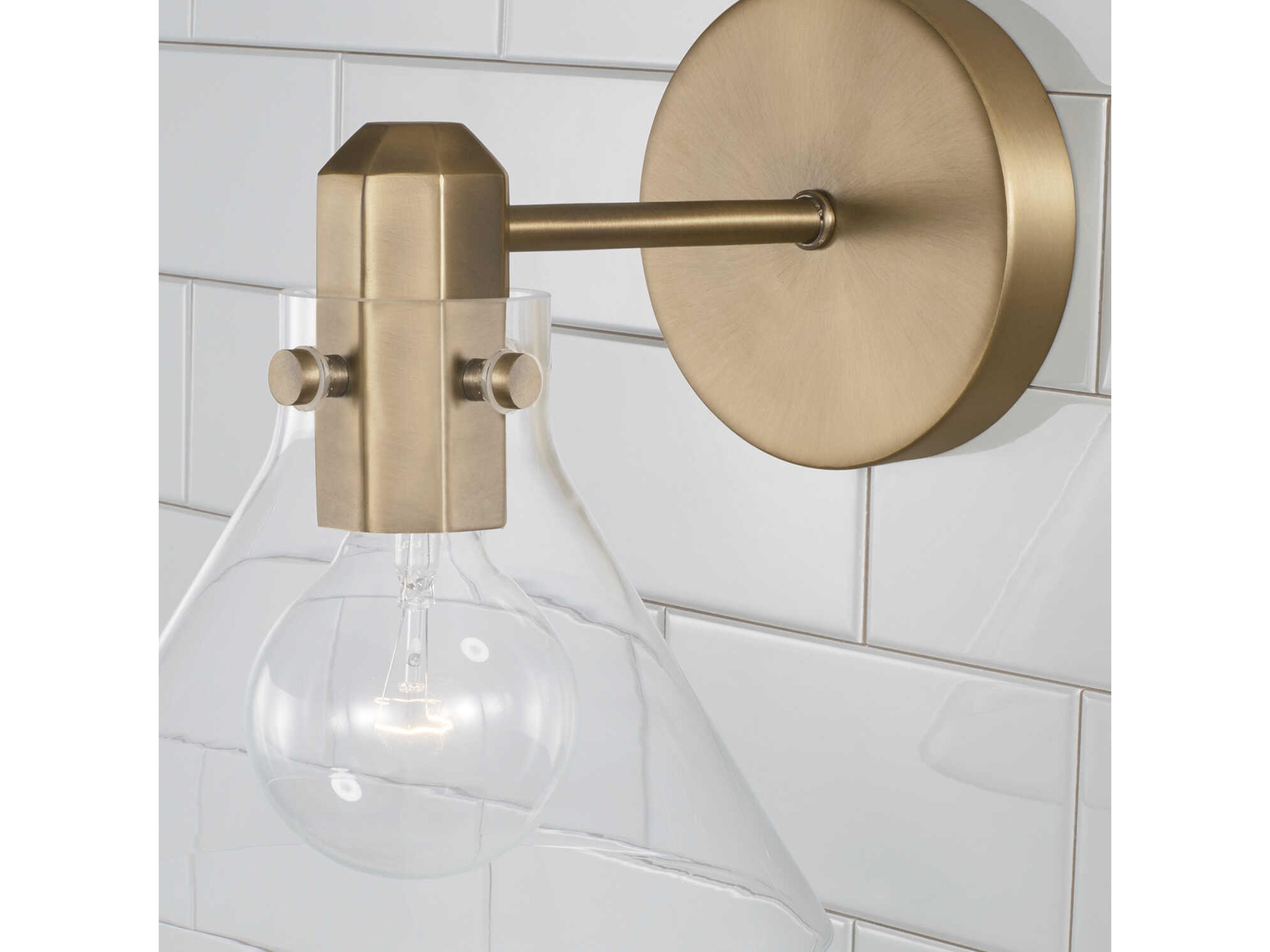 Capital Lighting Greer 1-Light Aged Brass Glass Wall Sconce