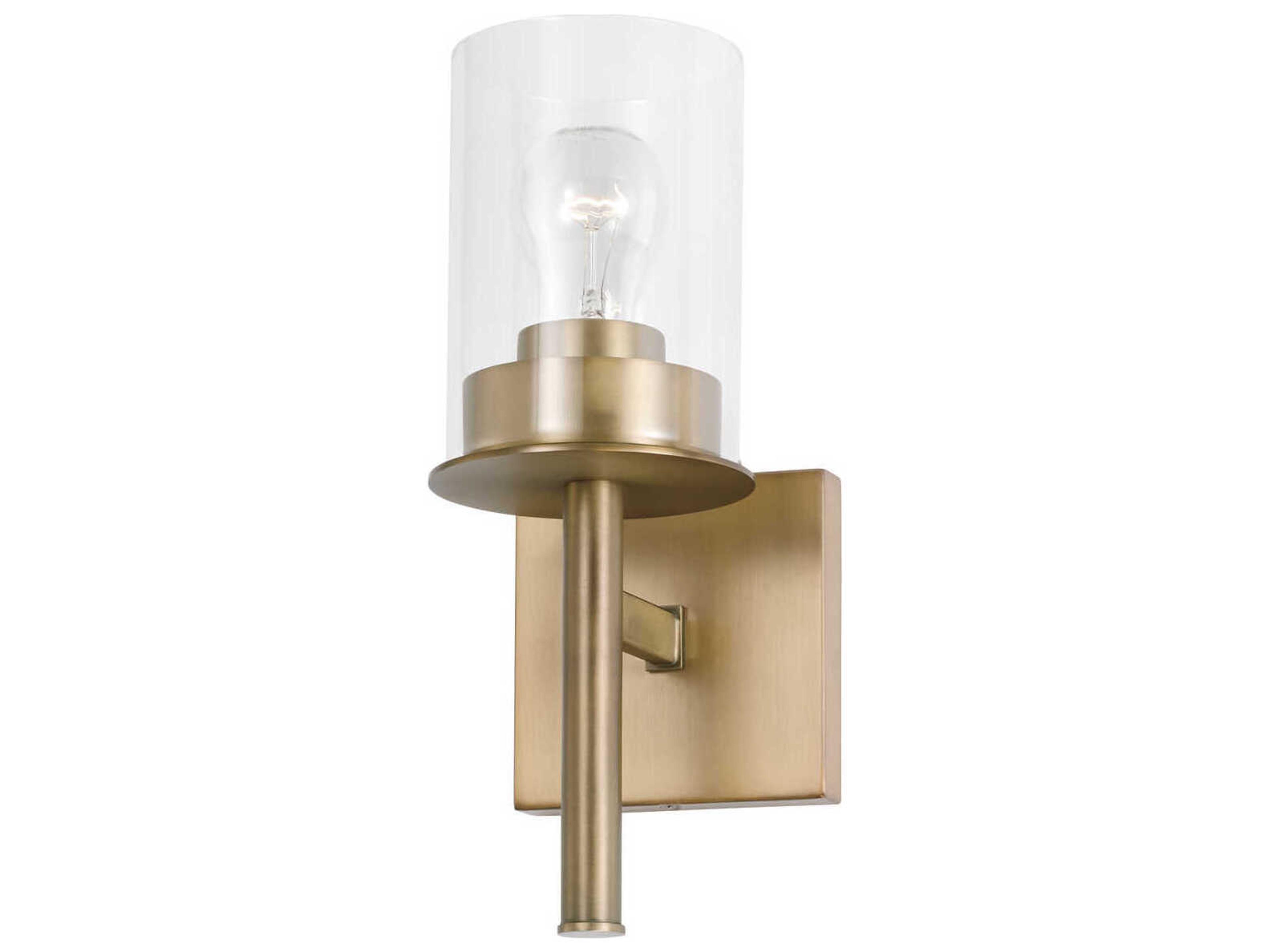 Mason 1-Light Aged Brass Glass Wall Sconce