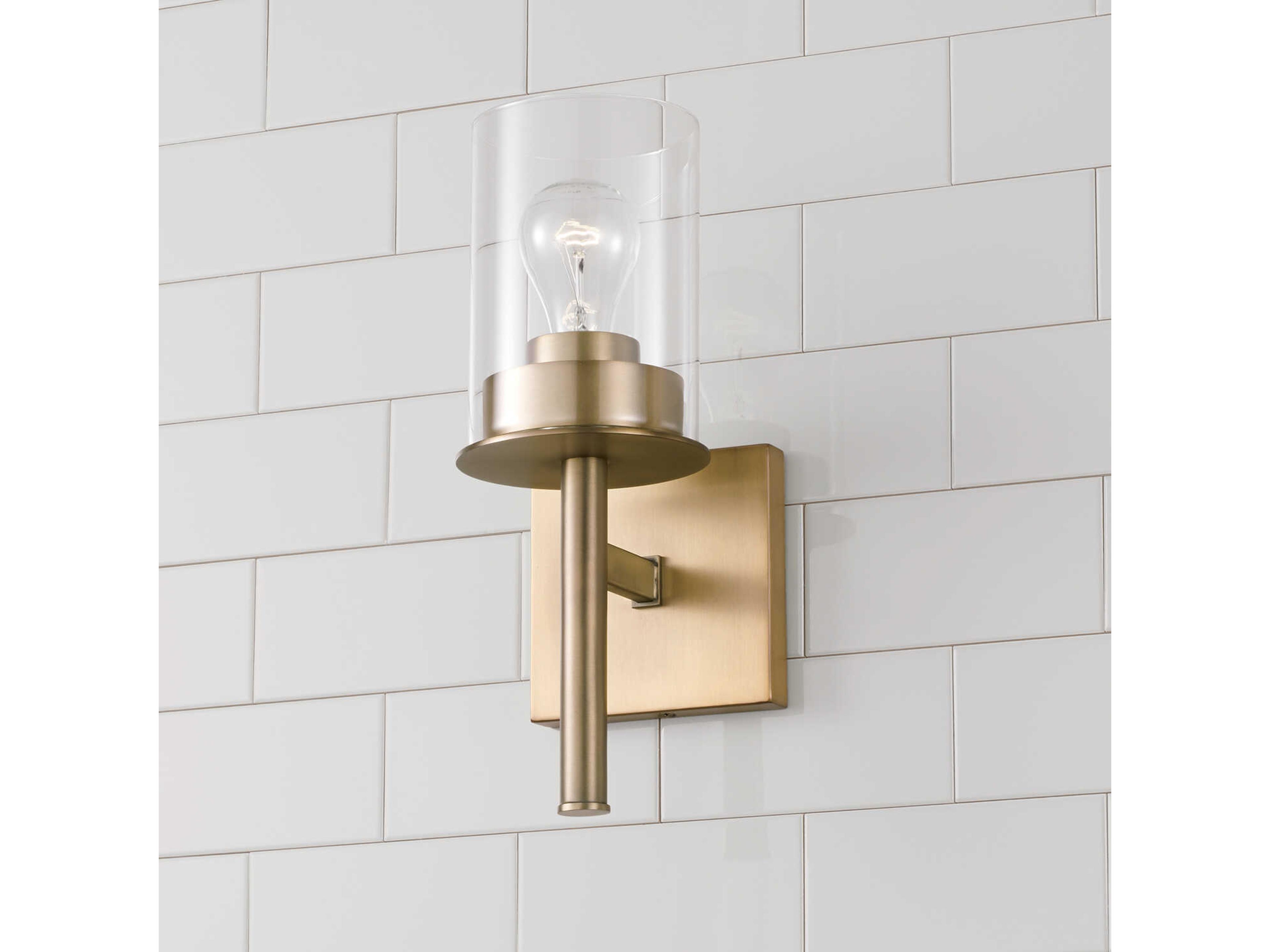 Capital Lighting Mason 1-Light Aged Brass Glass Wall Sconce