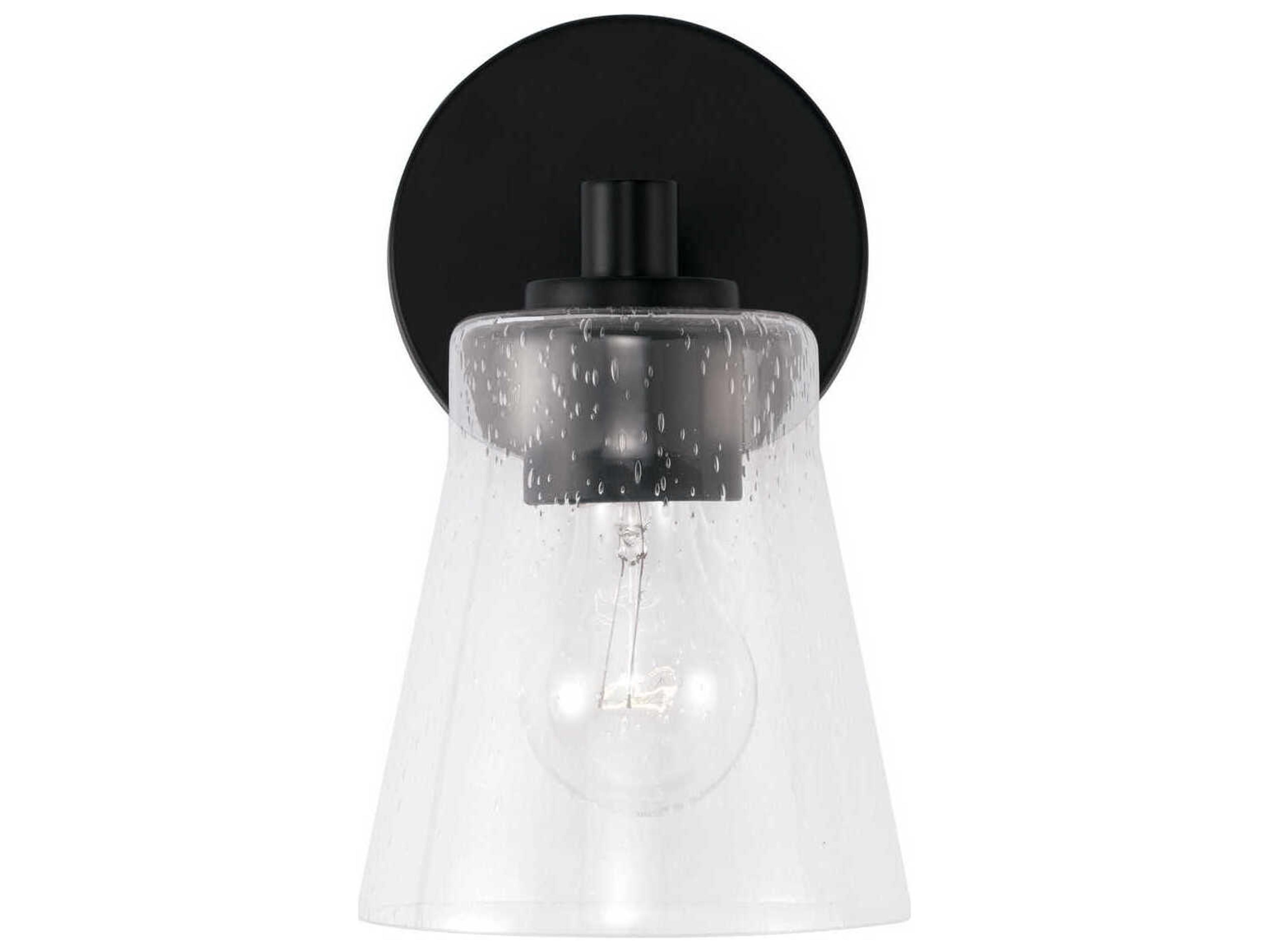 Capital Lighting Baker 1-Light Matte Black Glass Wall Sconce