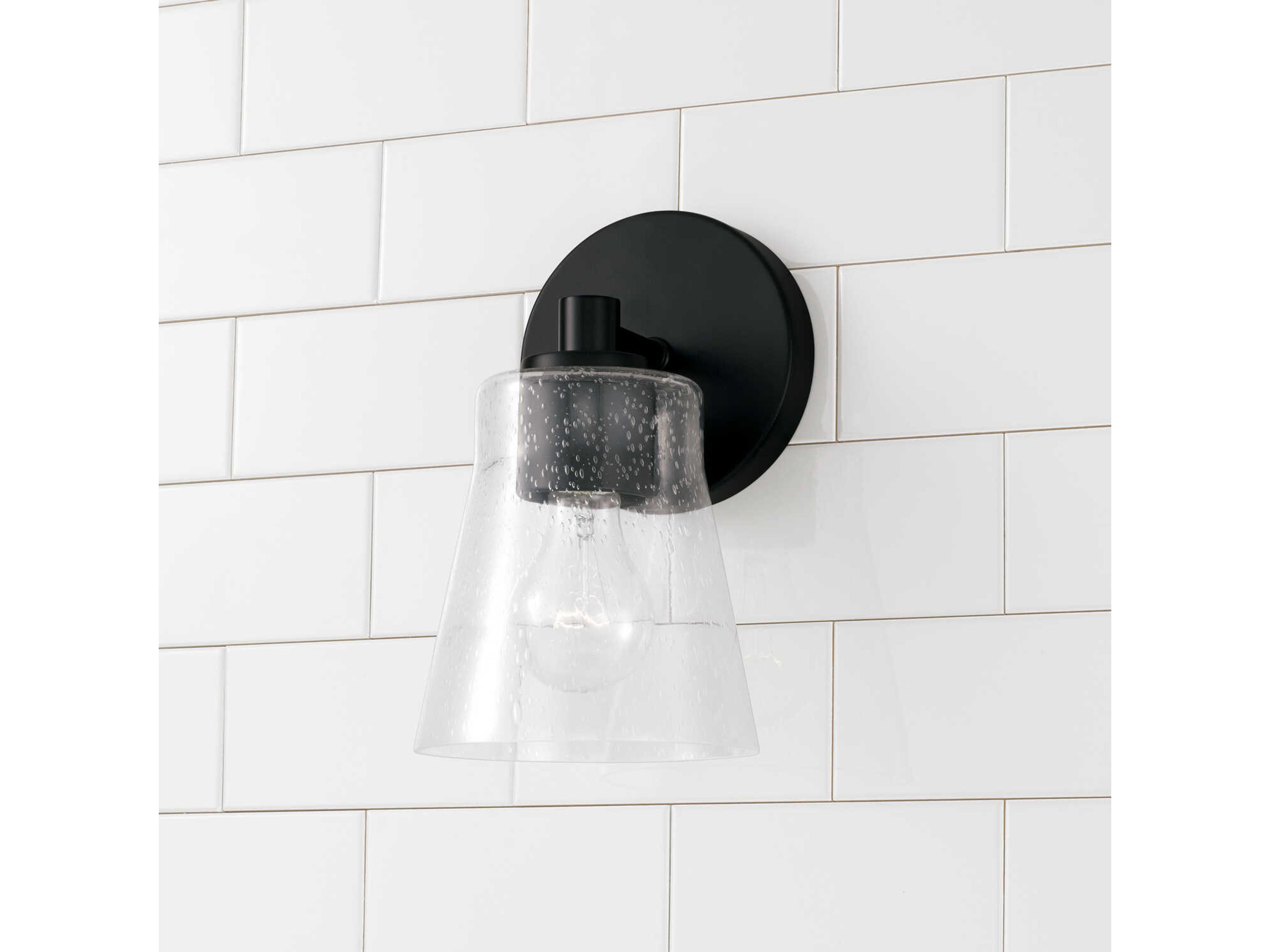 Capital Lighting Baker 1-Light Matte Black Glass Wall Sconce