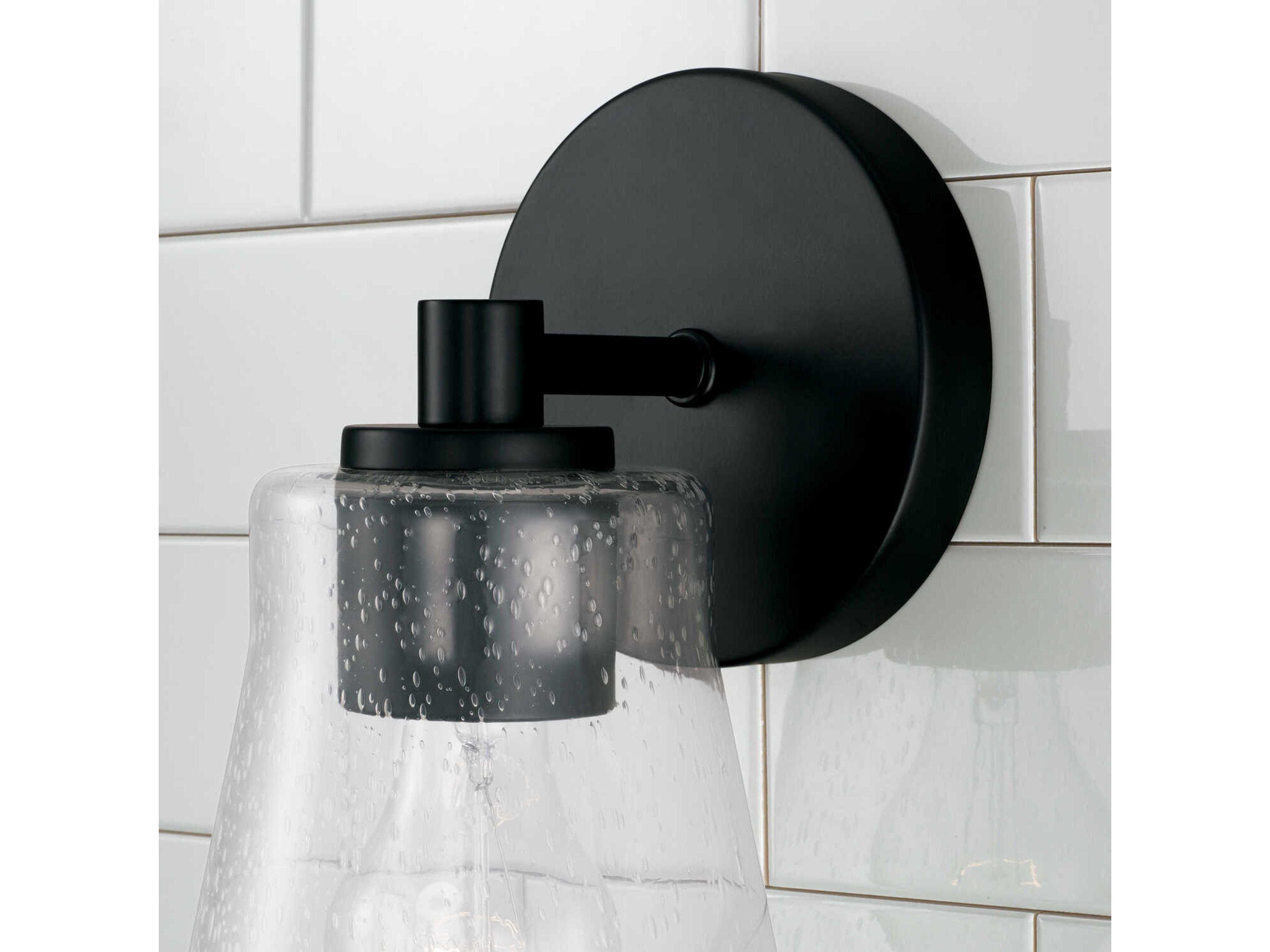 Capital Lighting Baker 1-Light Matte Black Glass Wall Sconce