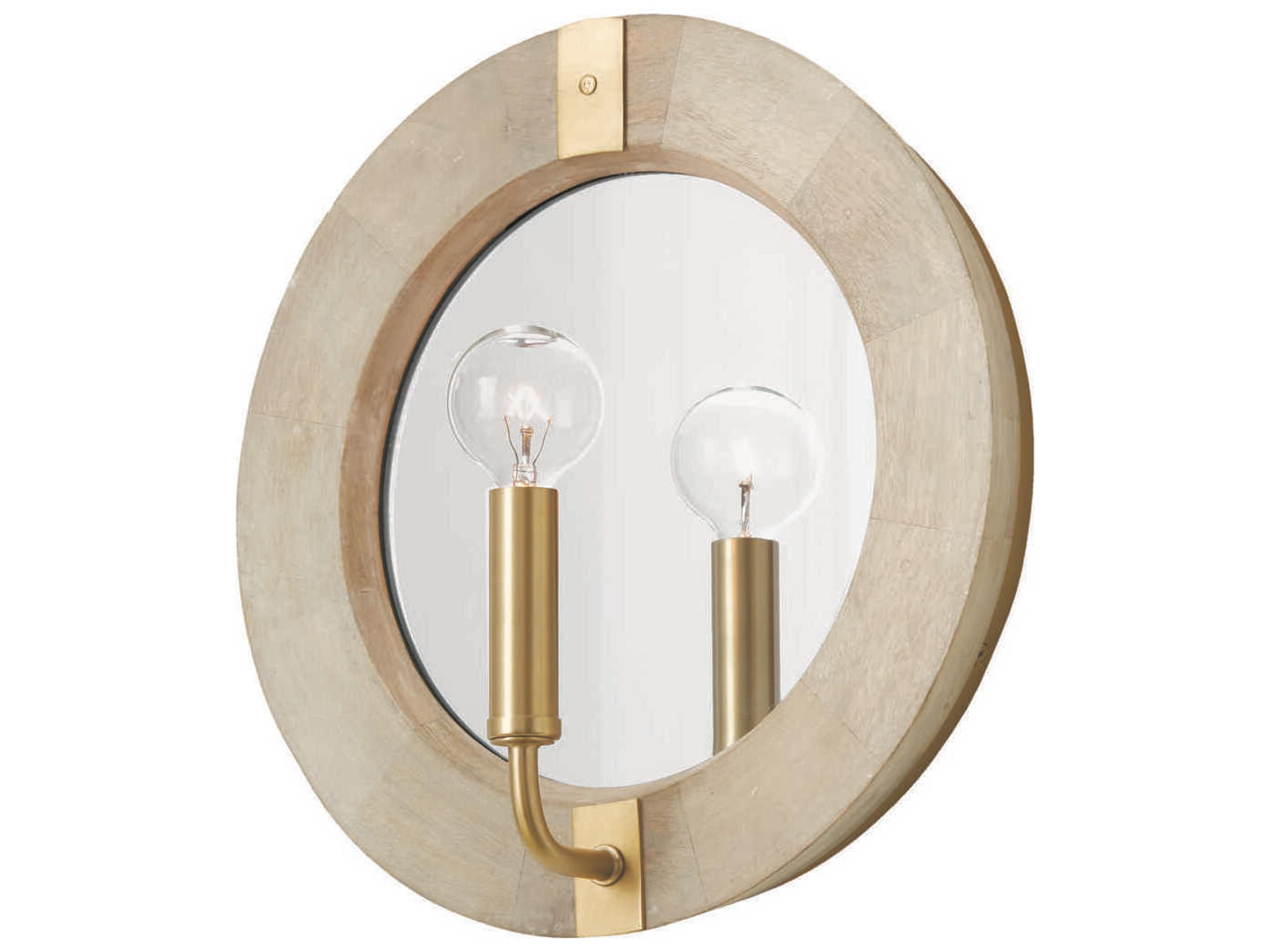 Finn 1-Light White Wash Matte Brass Wood Wall Sconce