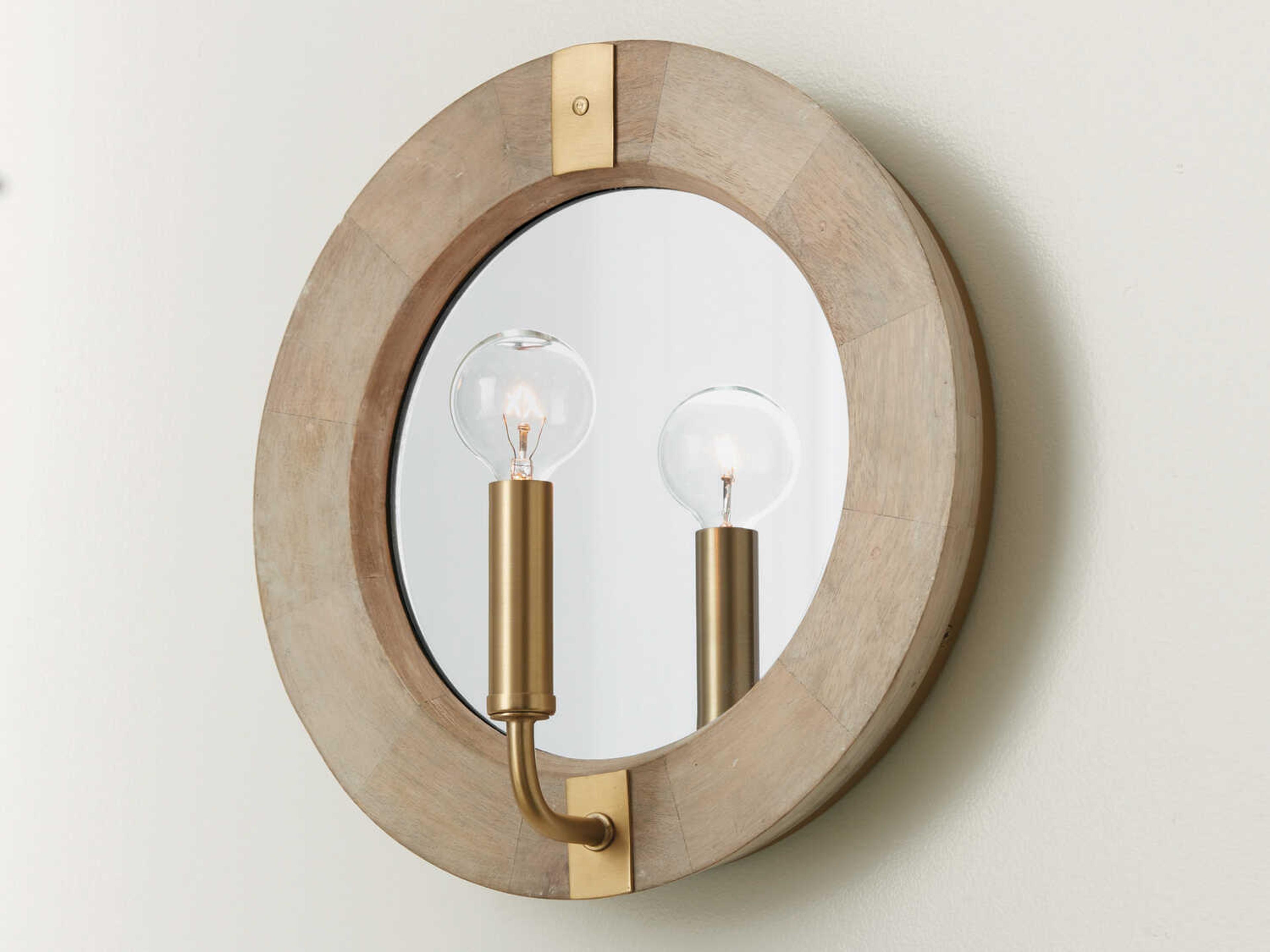 Capital Lighting Finn 1-Light White Wash Matte Brass Wood Wall Sconce