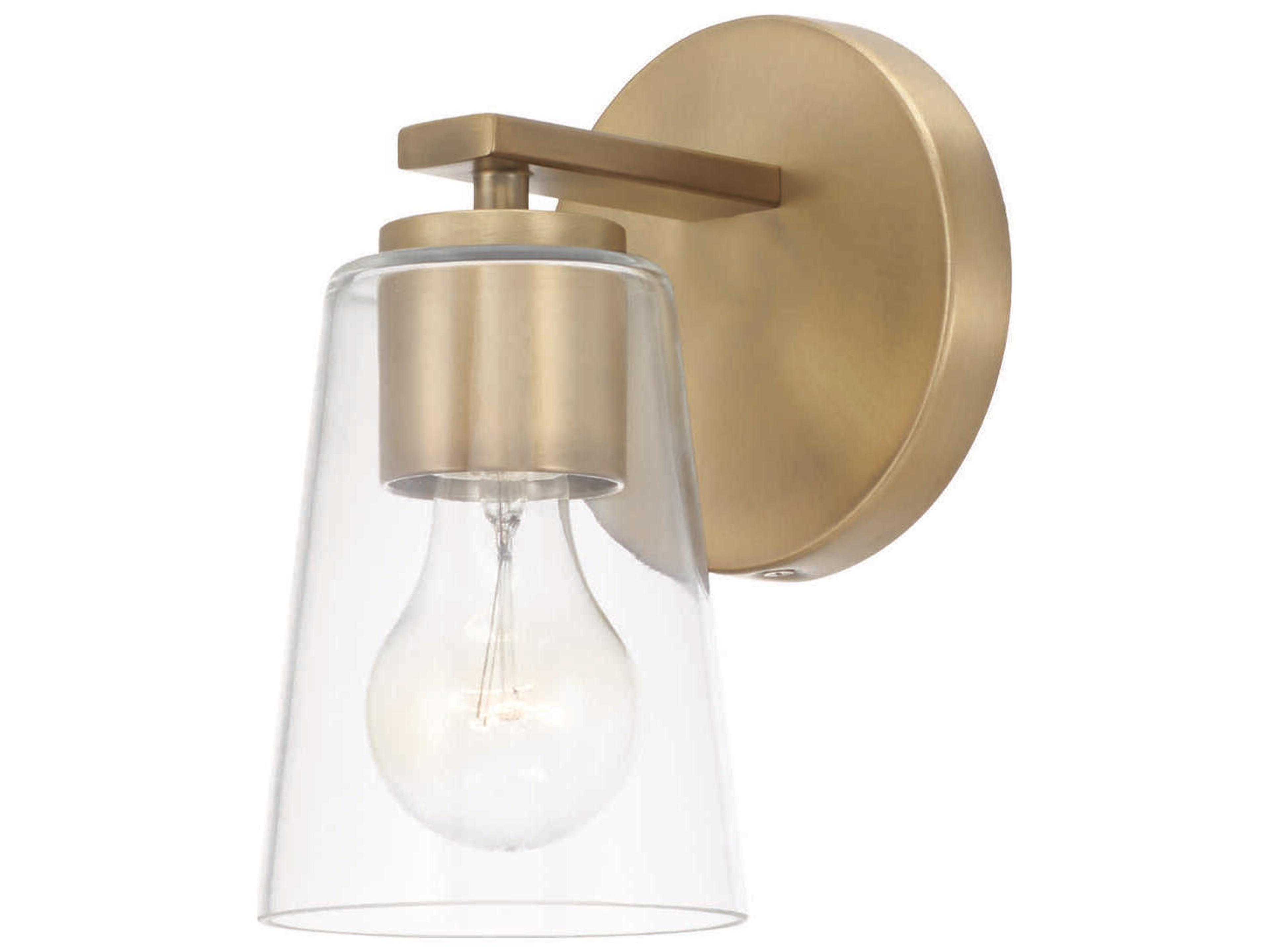 Portman 1-Light Aged Brass Glass Wall Sconce