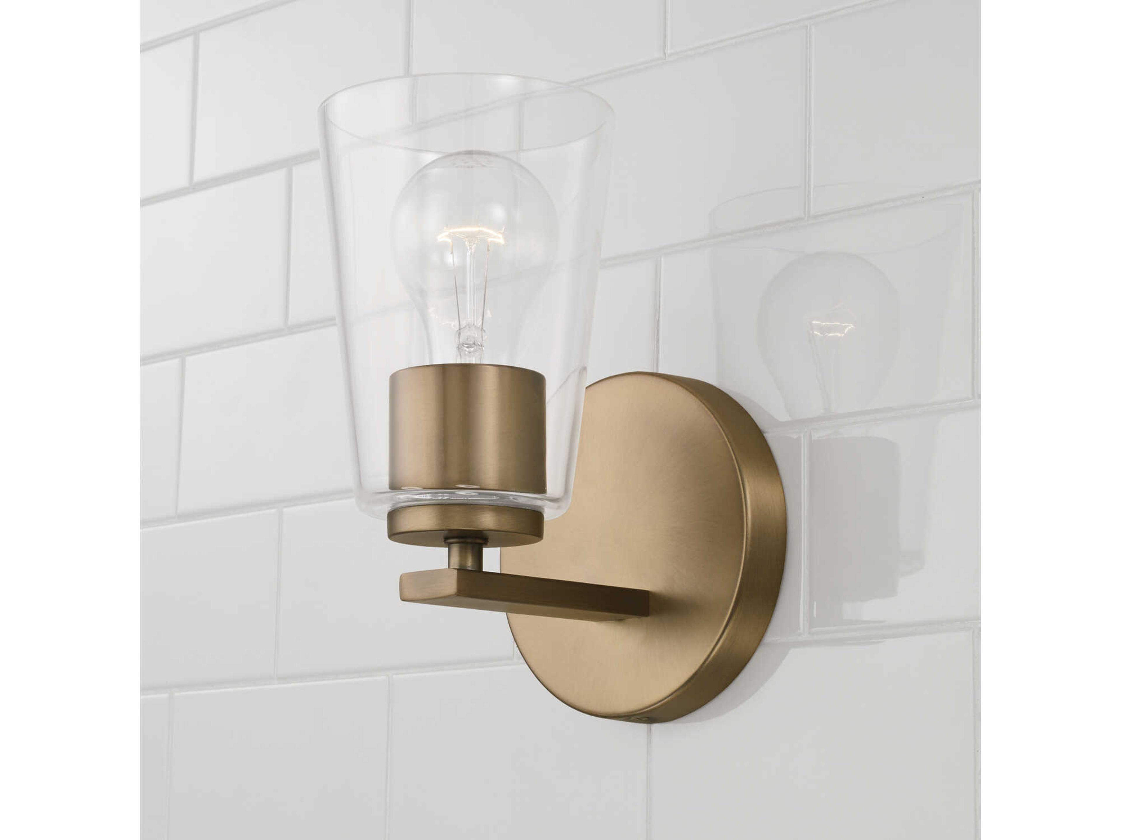 Capital Lighting Portman 1-Light Aged Brass Glass Wall Sconce