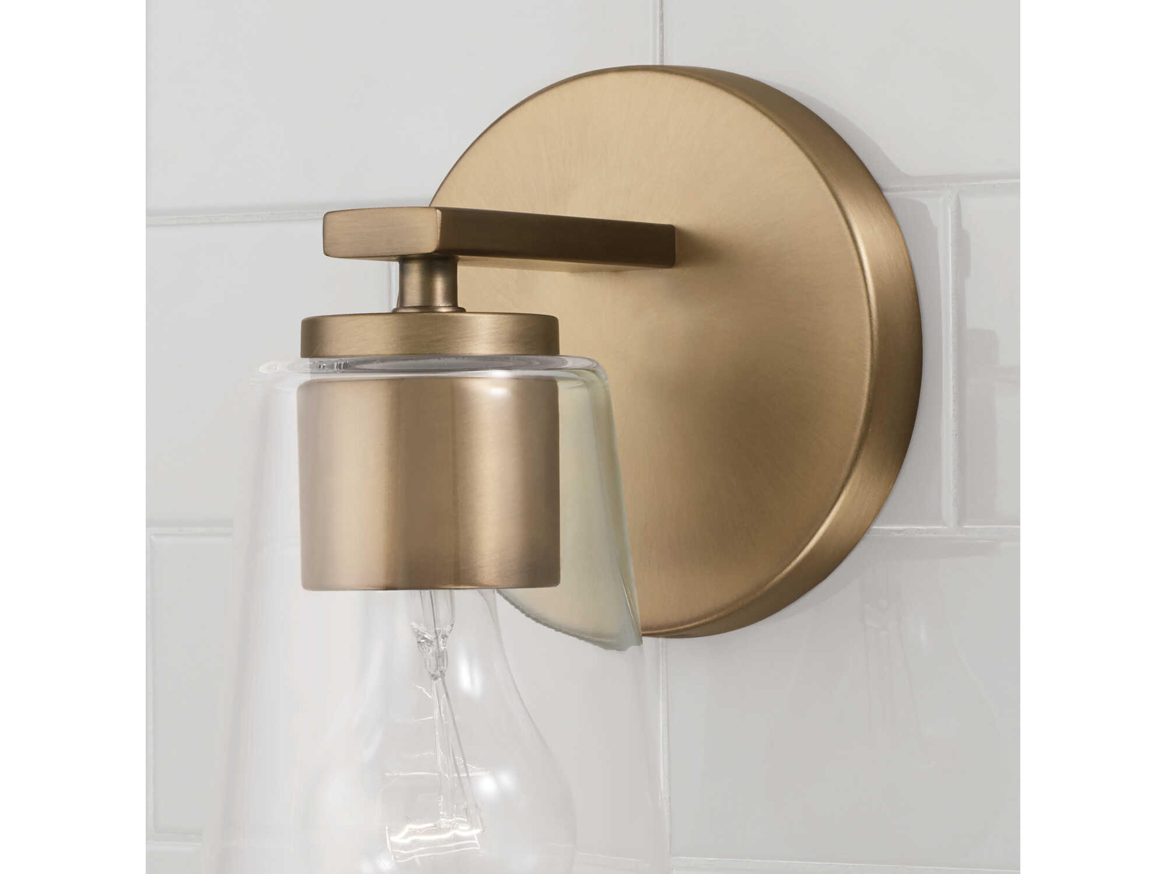 Capital Lighting Portman 1-Light Aged Brass Glass Wall Sconce