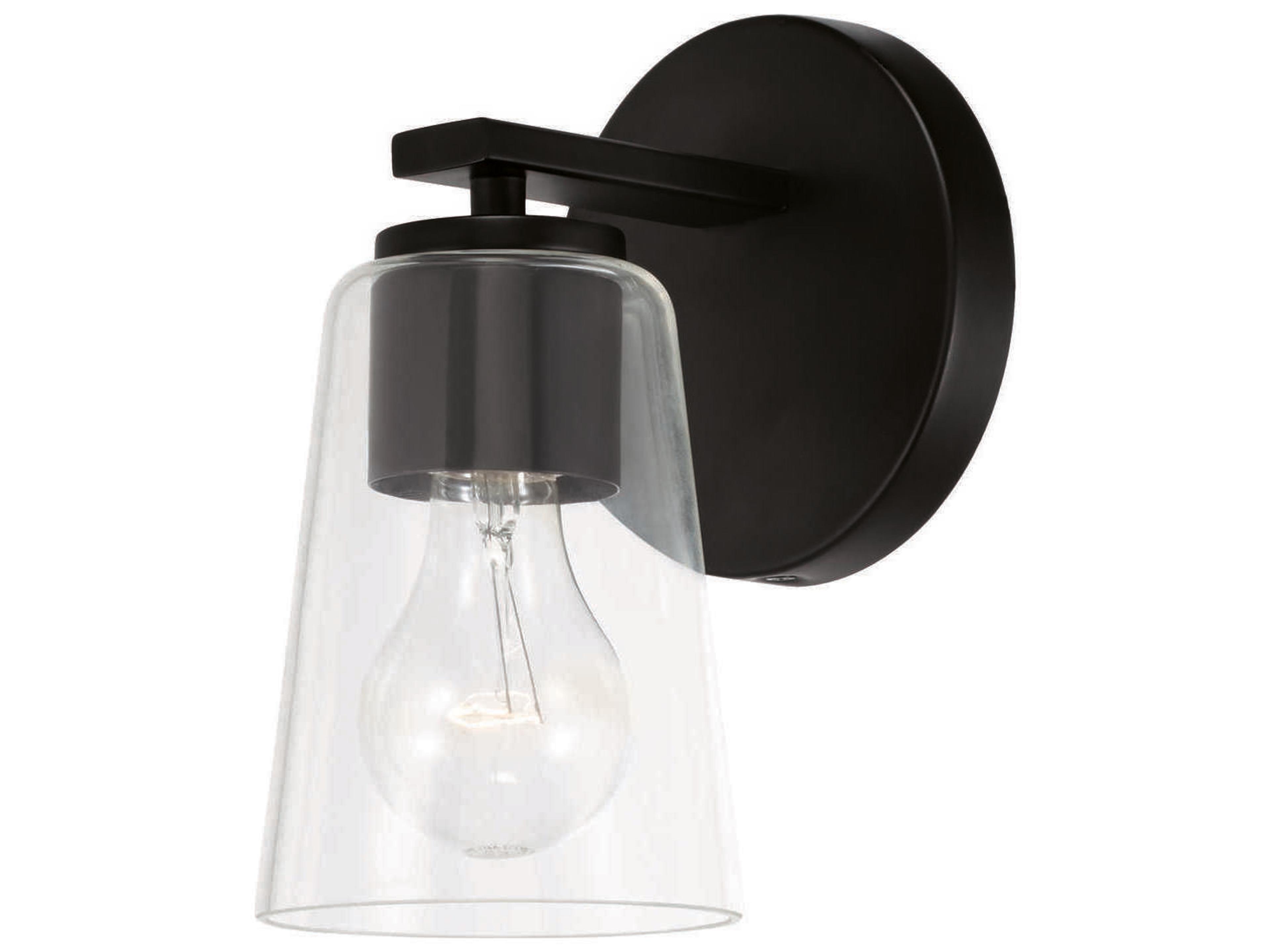 Portman 1-Light Matte Black Glass Wall Sconce