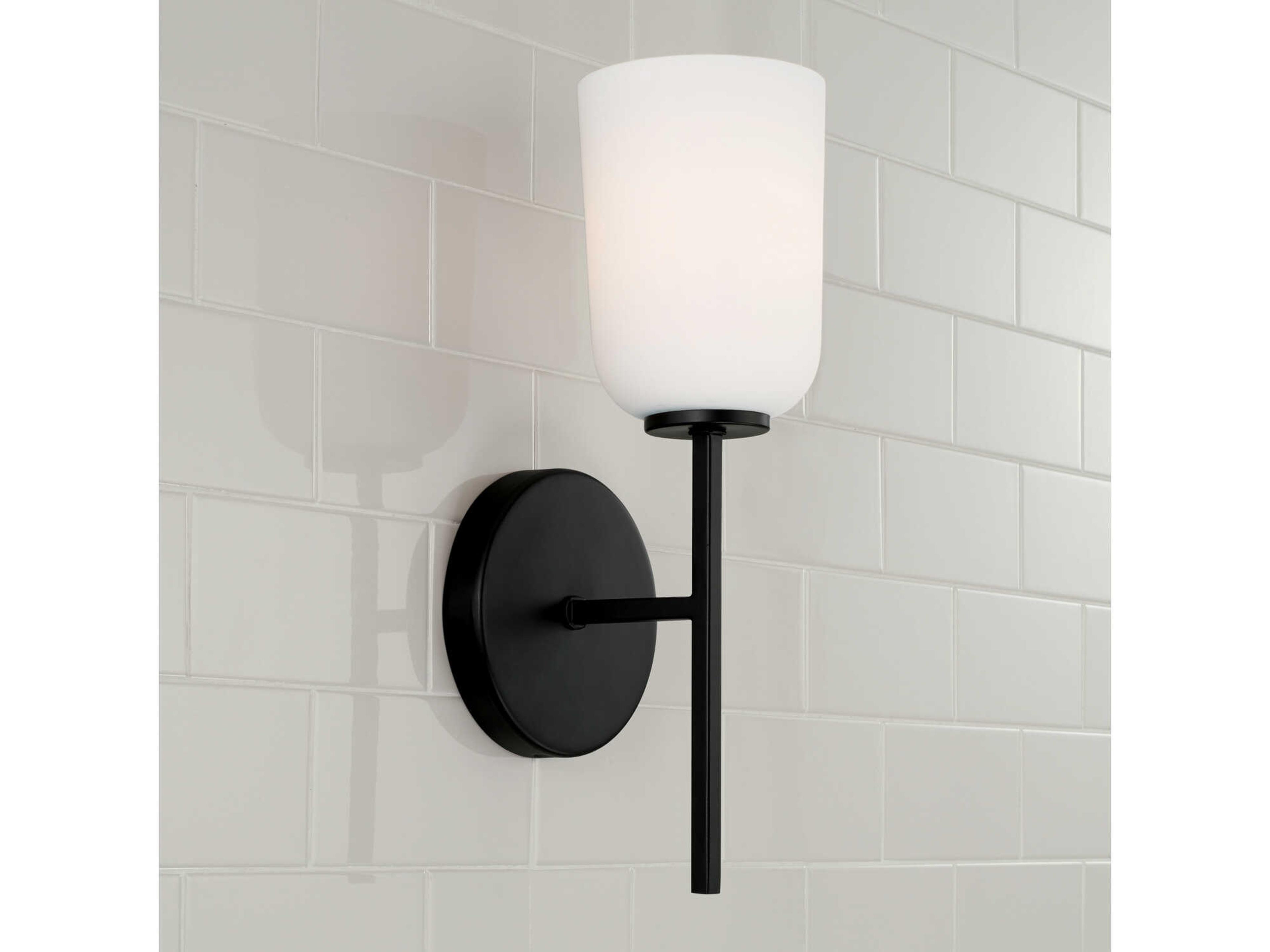 Capital Lighting Lawson 1-Light Matte Black Glass Wall Sconce
