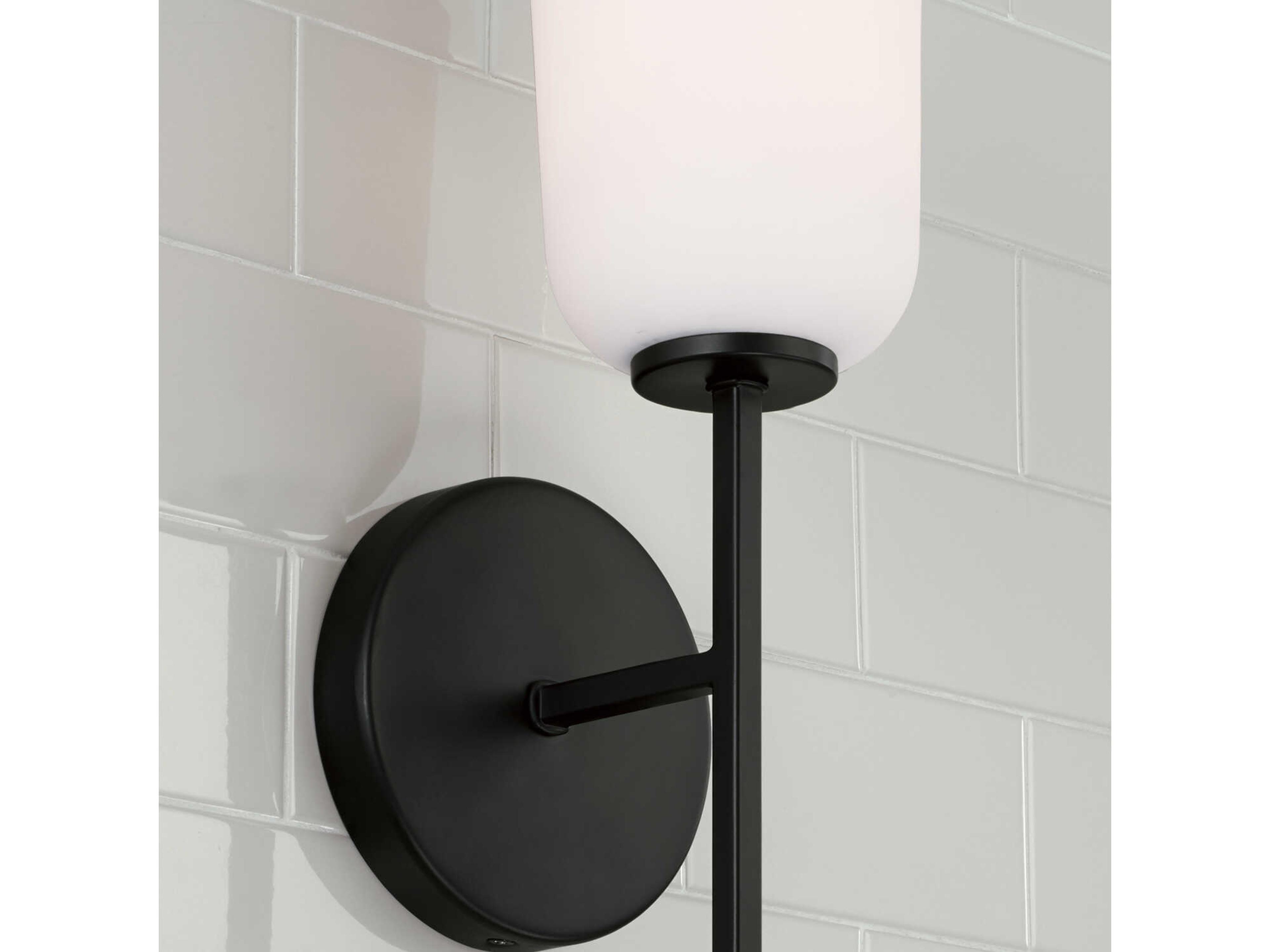 Capital Lighting Lawson 1-Light Matte Black Glass Wall Sconce