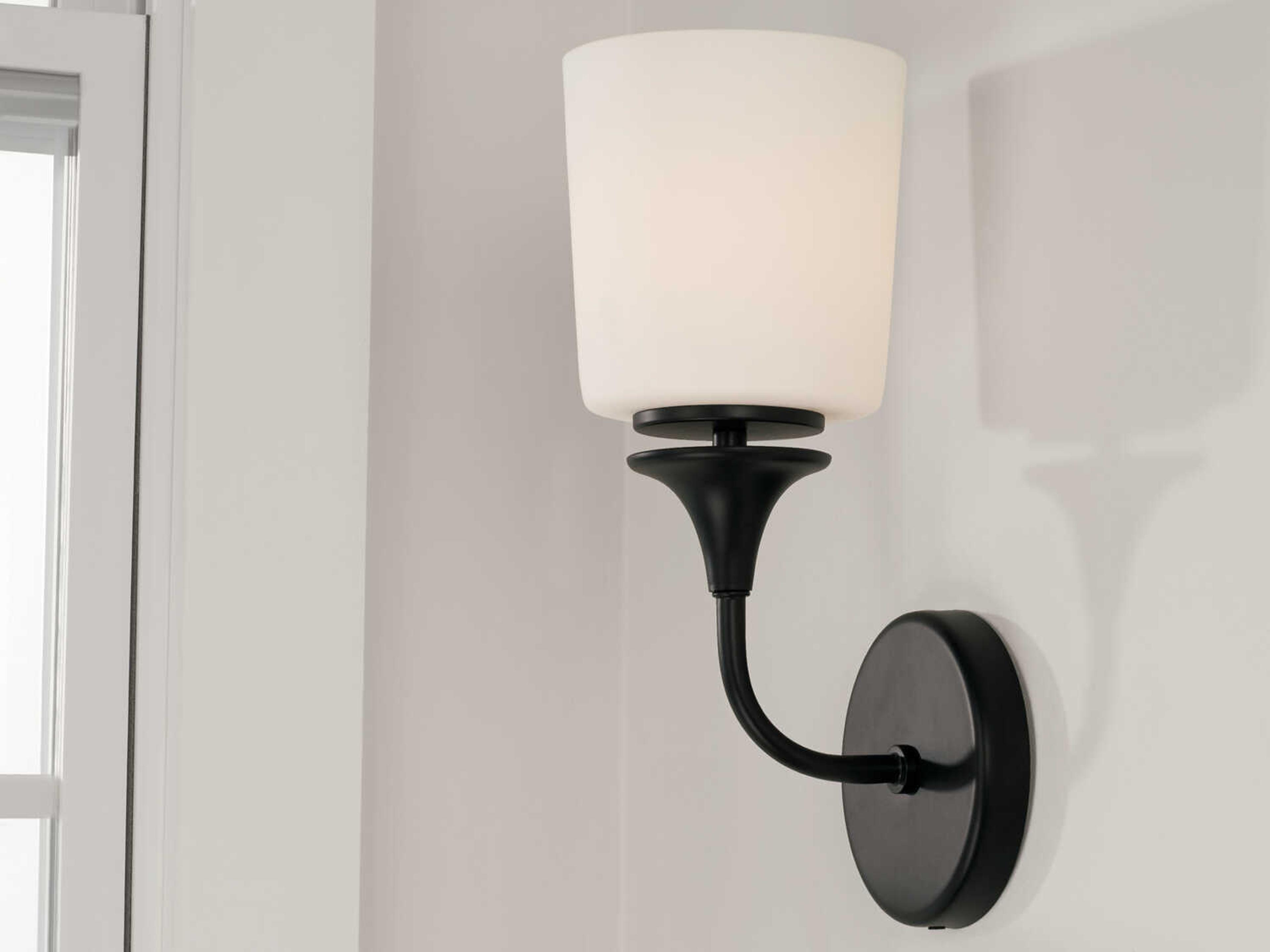 Capital Lighting Presley 1-Light Matte Black Glass Wall Sconce