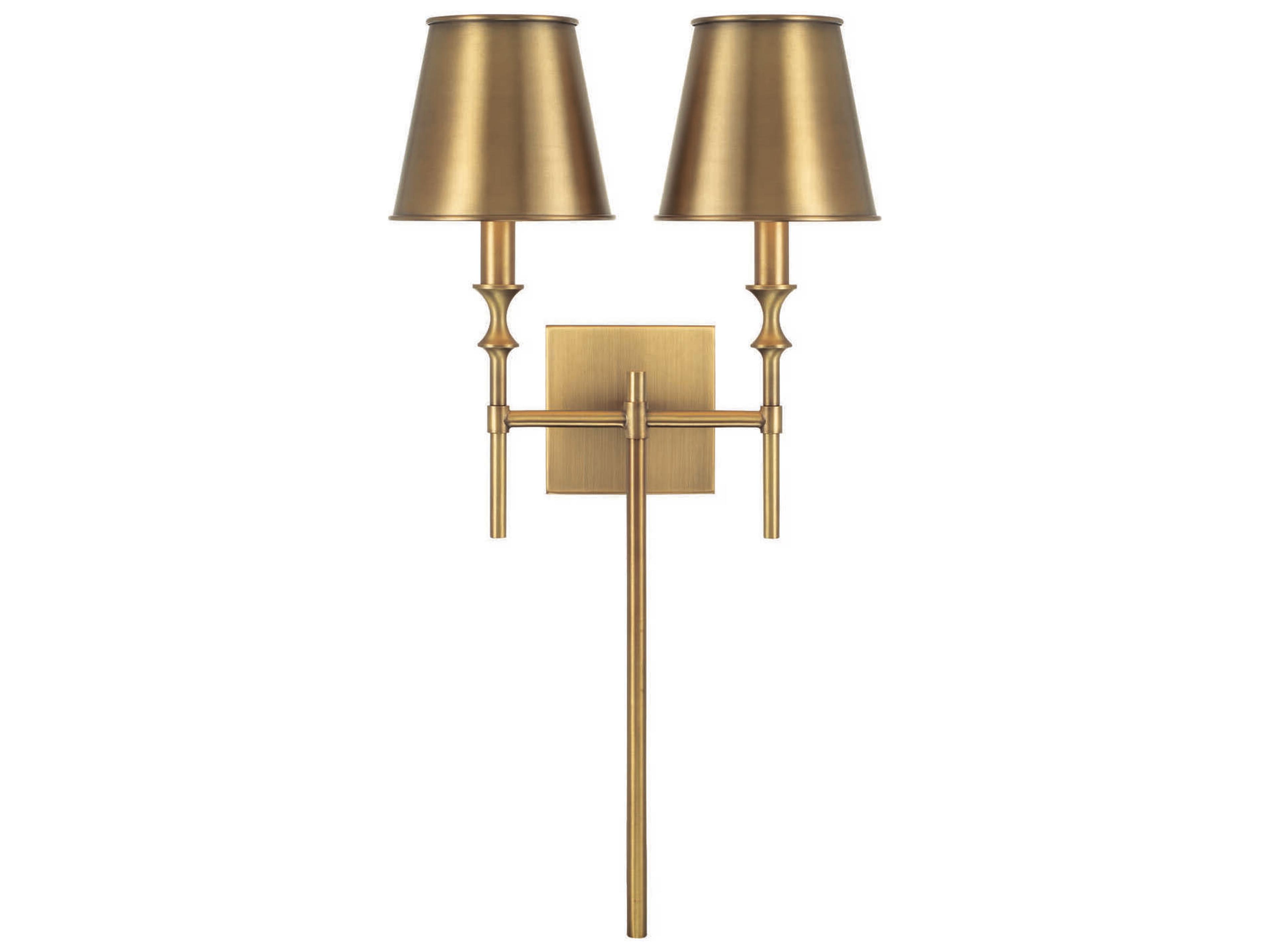 Whitney 2-Light Aged Brass Wall Sconce