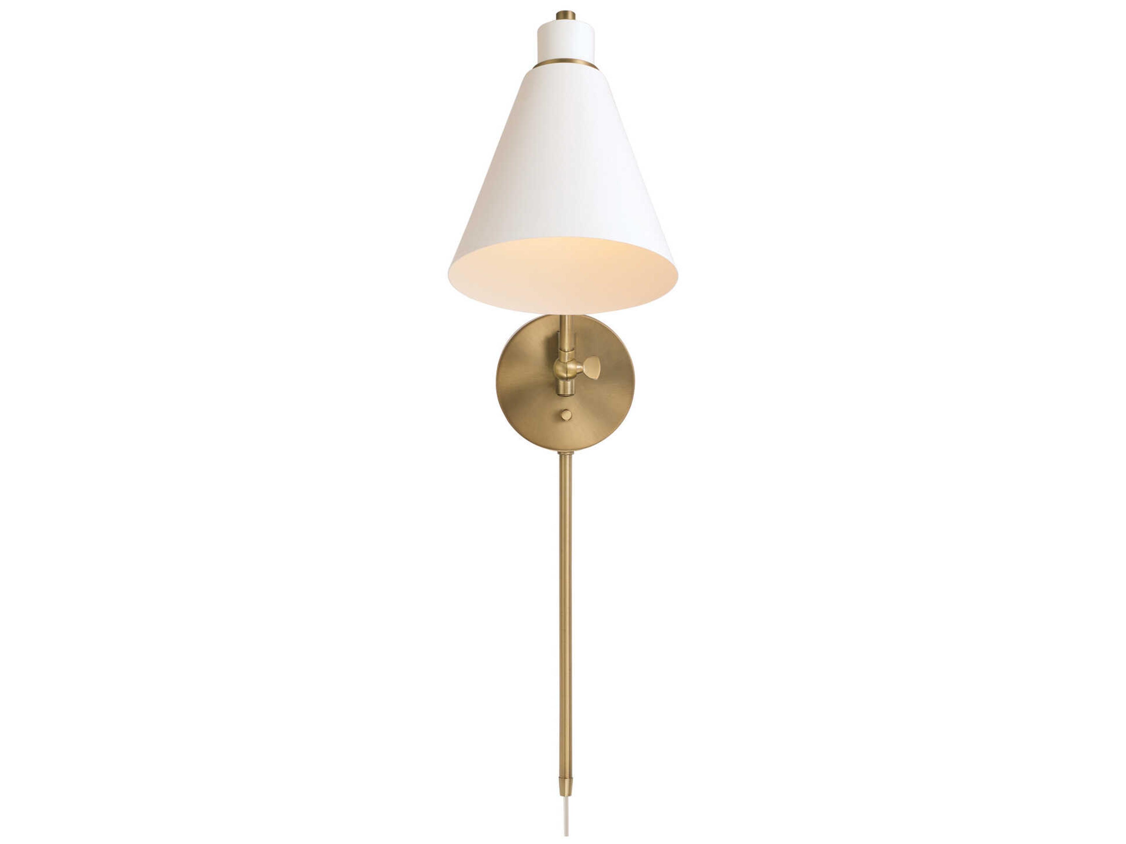 Capital Lighting Bradley 1-Light Aged Brass White Wall Sconce