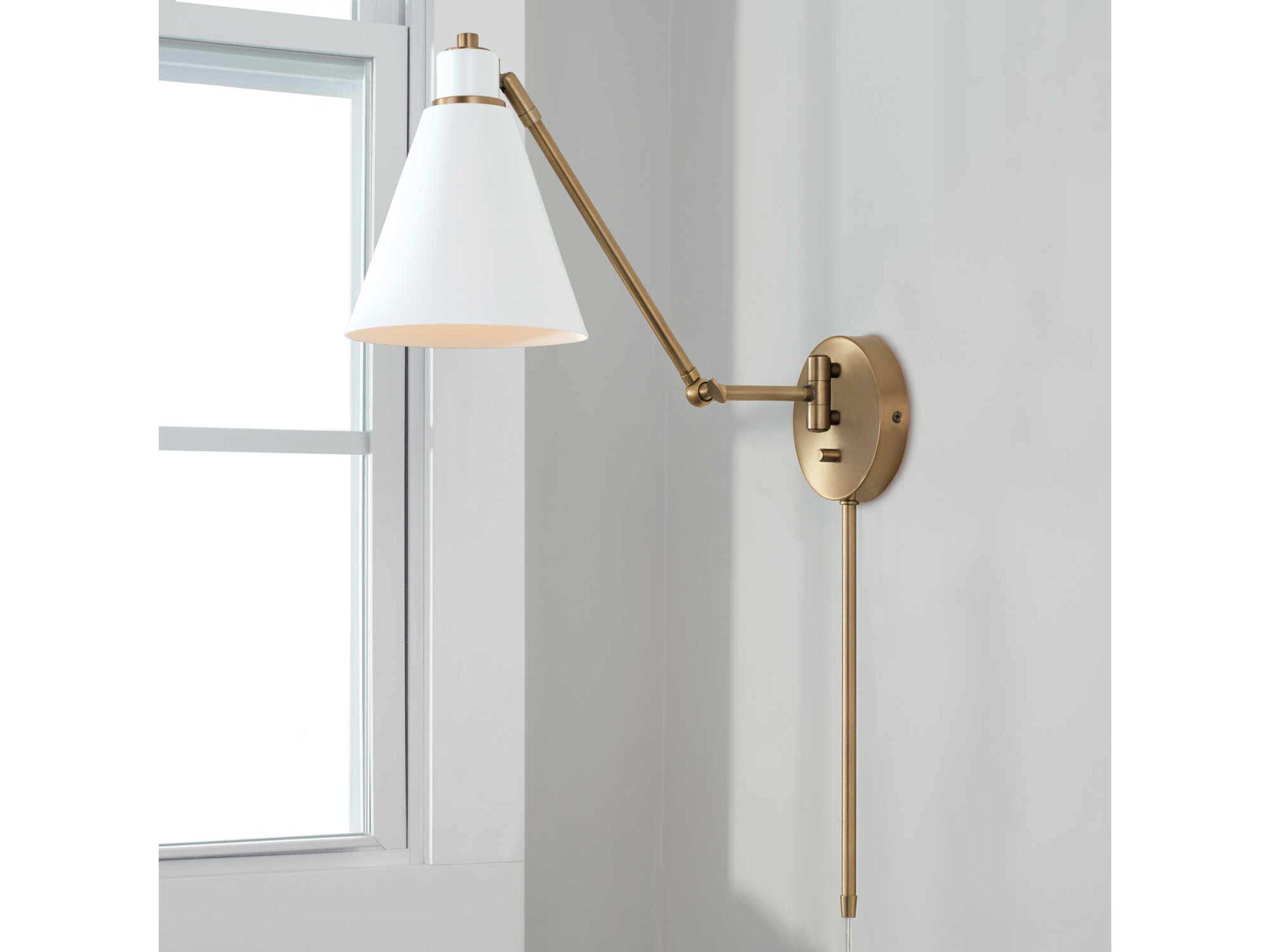 Capital Lighting Bradley 1-Light Aged Brass White Wall Sconce