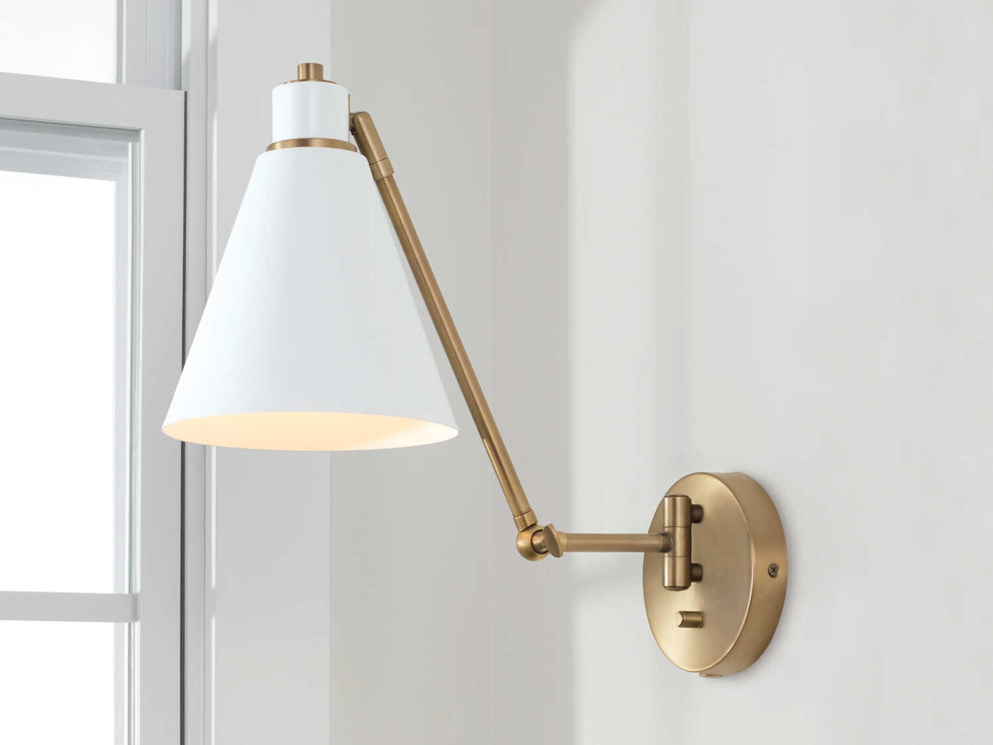 Capital Lighting Bradley 1-Light Aged Brass White Wall Sconce