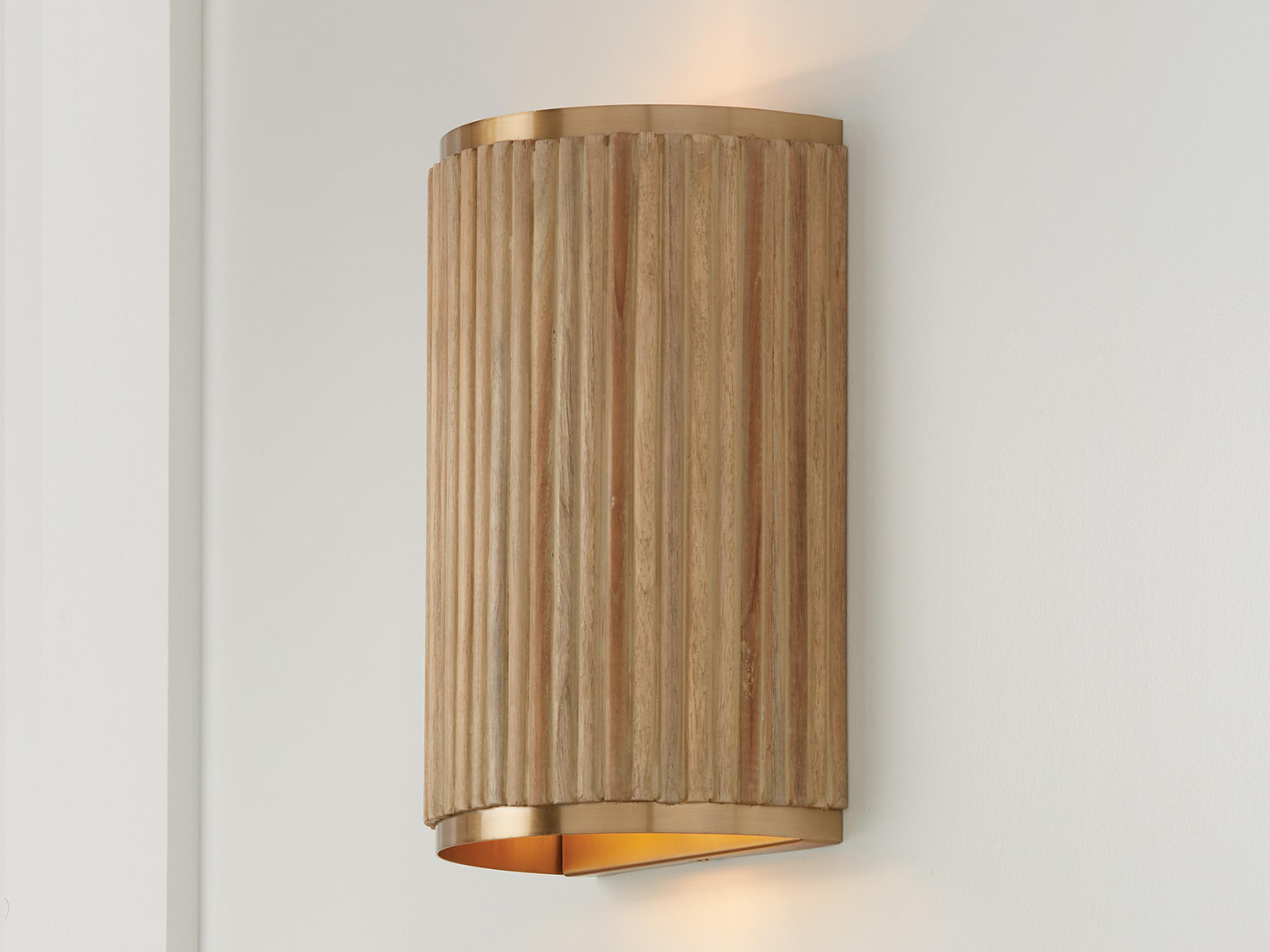 Capital Lighting Donovan 2-Light White Wash And Matte Brass Wood Wall Sconce