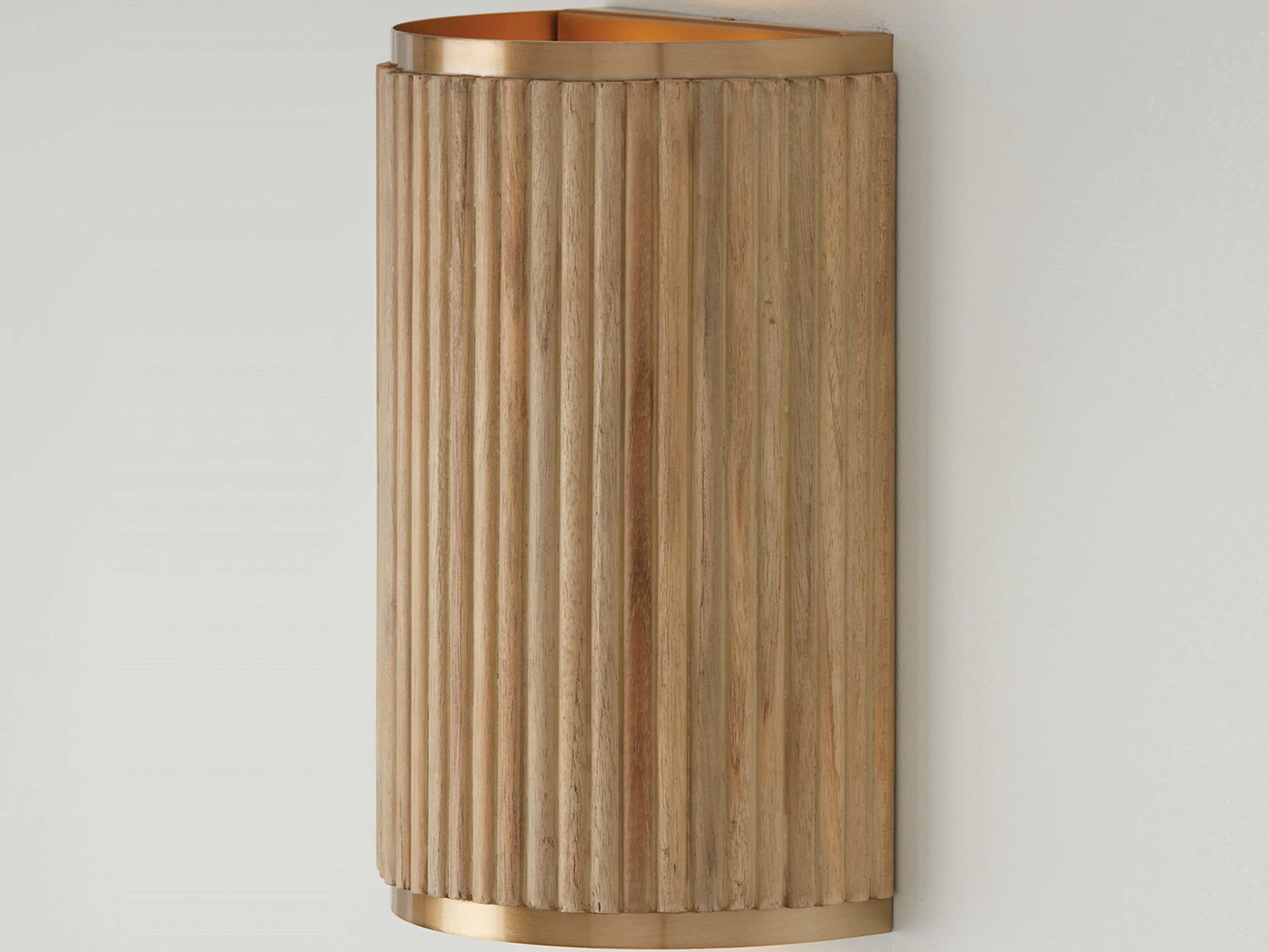 Capital Lighting Donovan 2-Light White Wash And Matte Brass Wood Wall Sconce