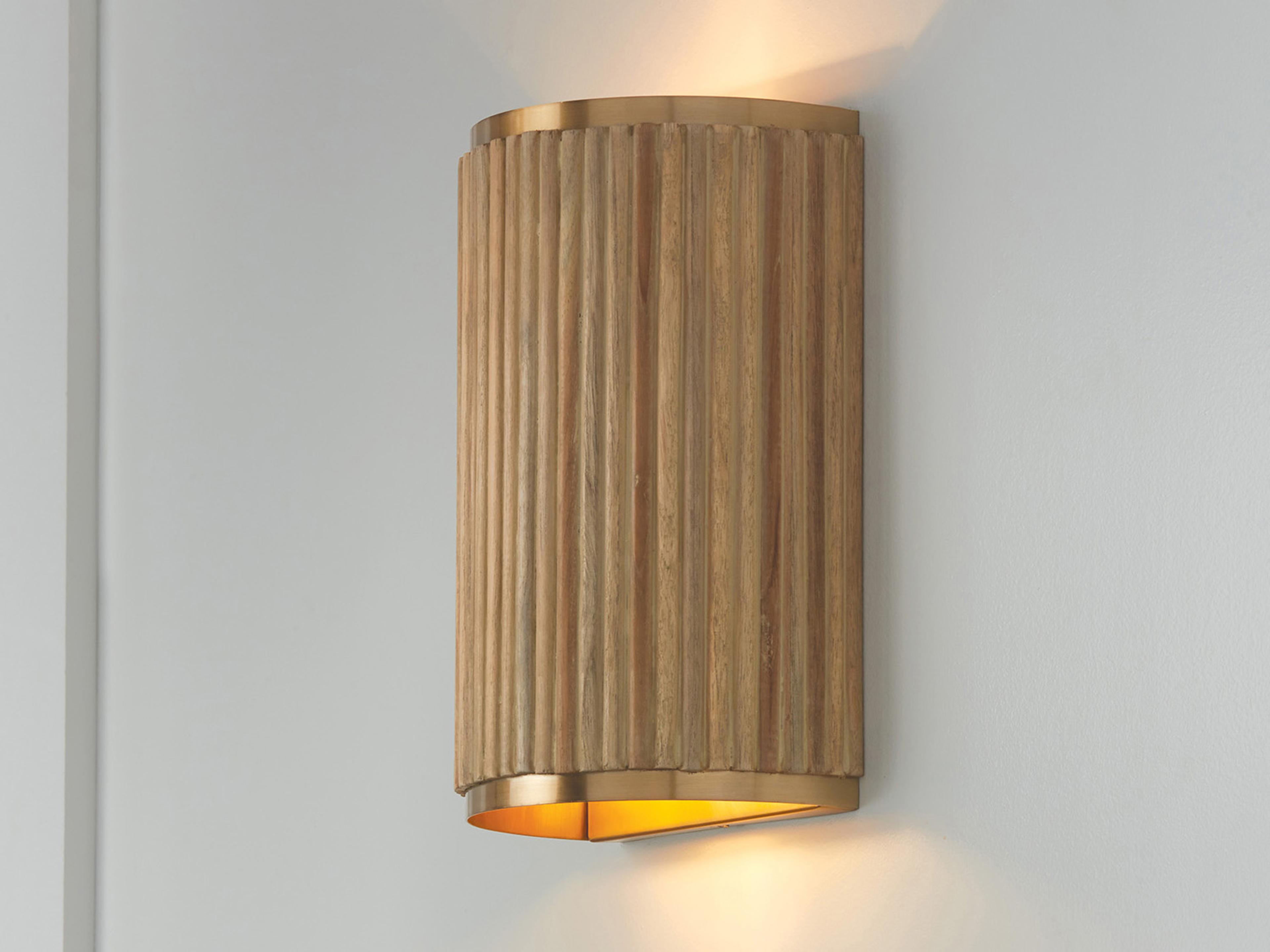 Capital Lighting Donovan 2-Light White Wash And Matte Brass Wood Wall Sconce