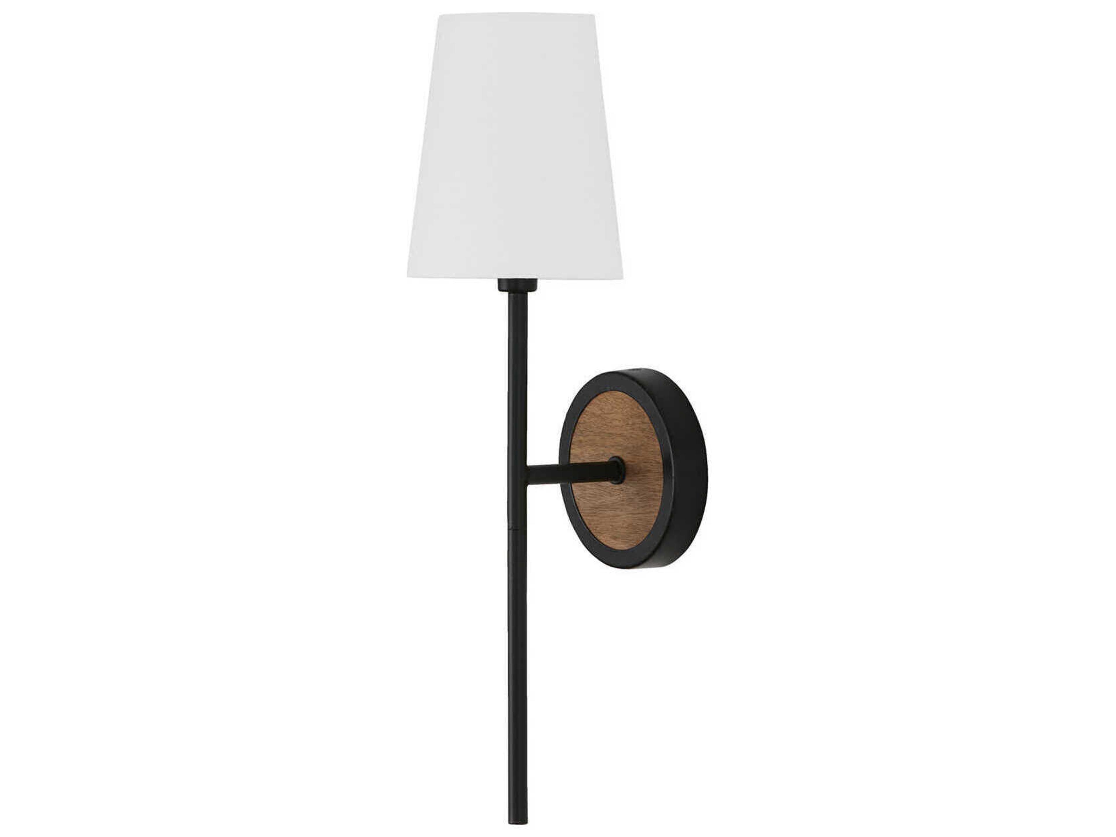 Jonah 1-Light Light Wood And Matte Black Wall Sconce