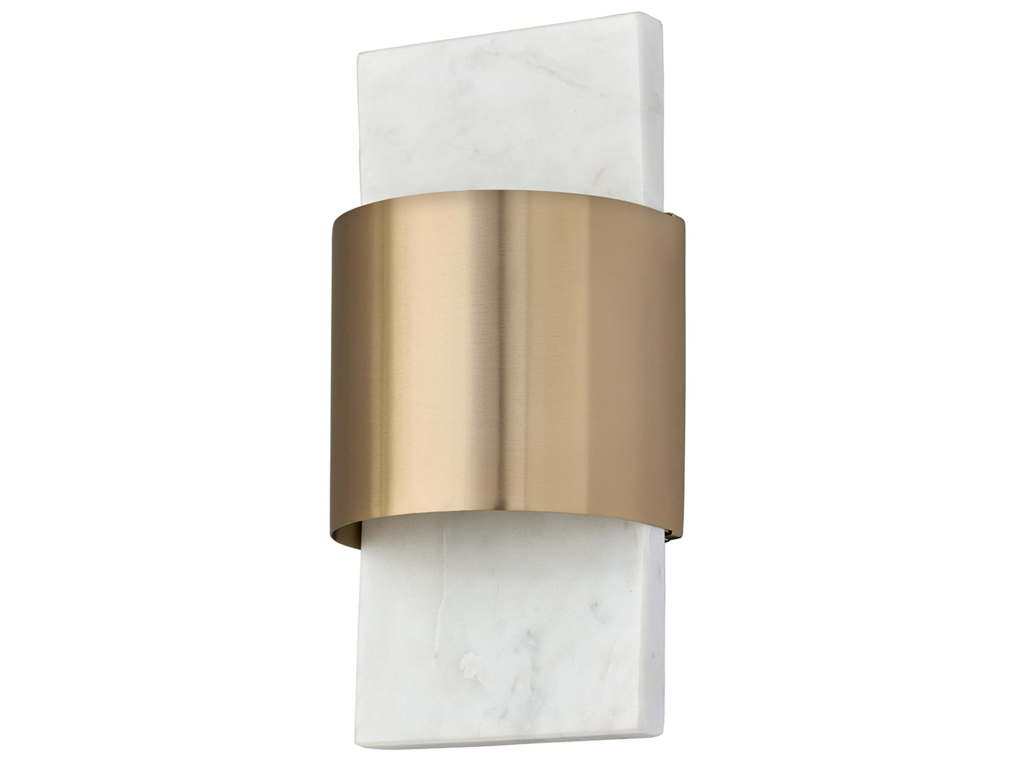 Sidney 1-light White Marble And Matte Brass Wall Sconce