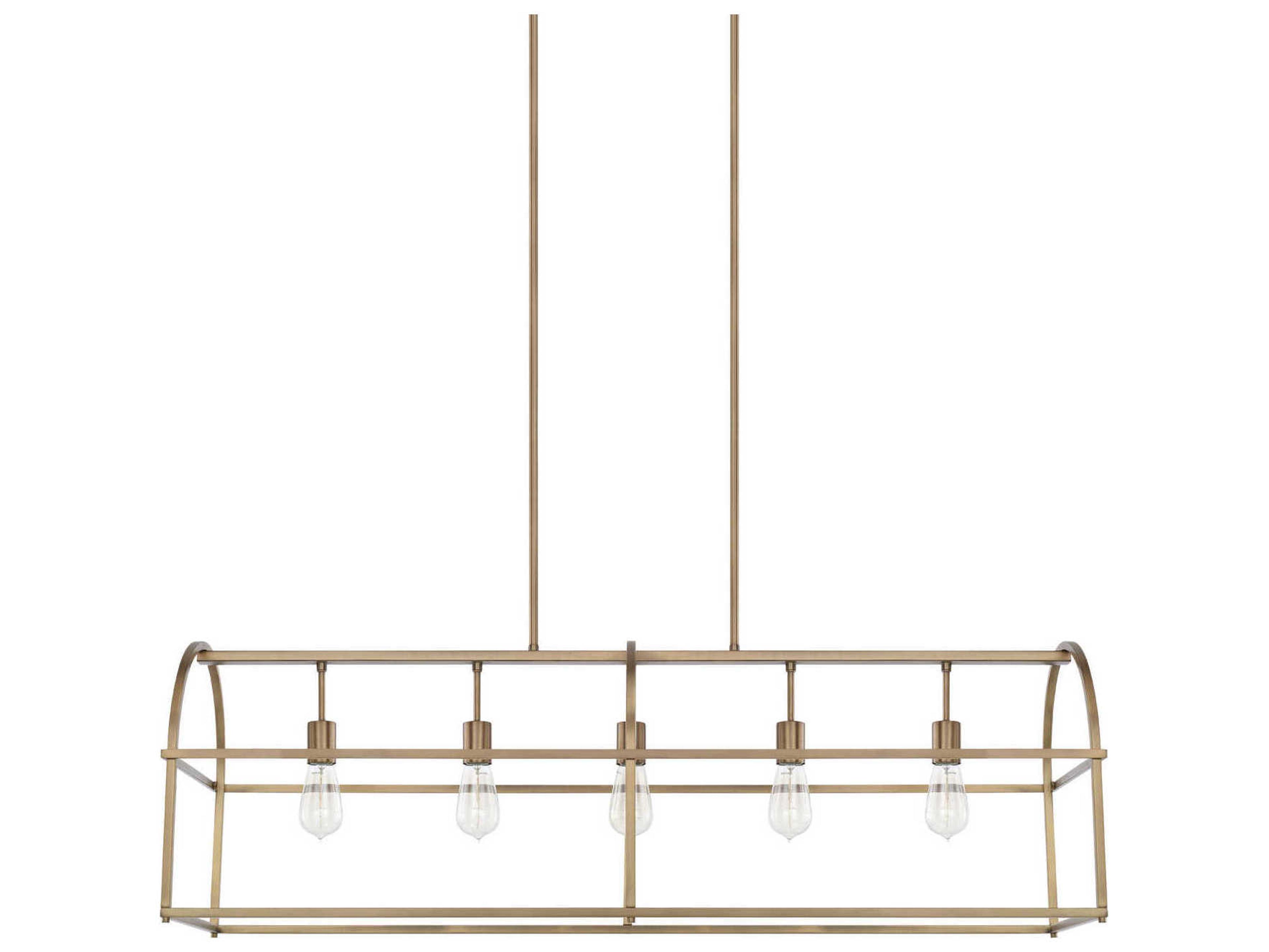 Aubrey 5-Light Aged Brass Linear Island Pendant