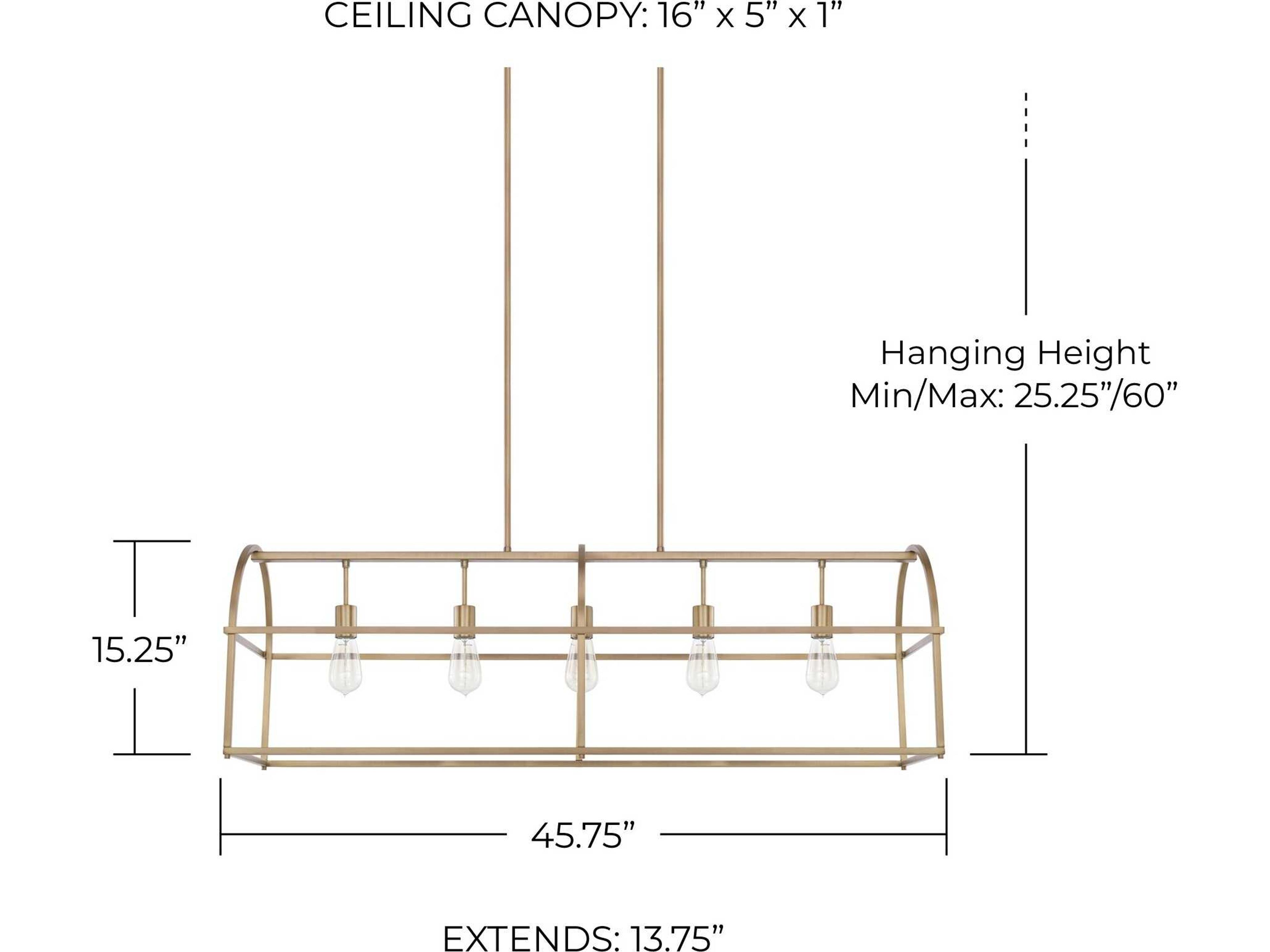 Capital Lighting Aubrey 5-Light Aged Brass Linear Island Pendant