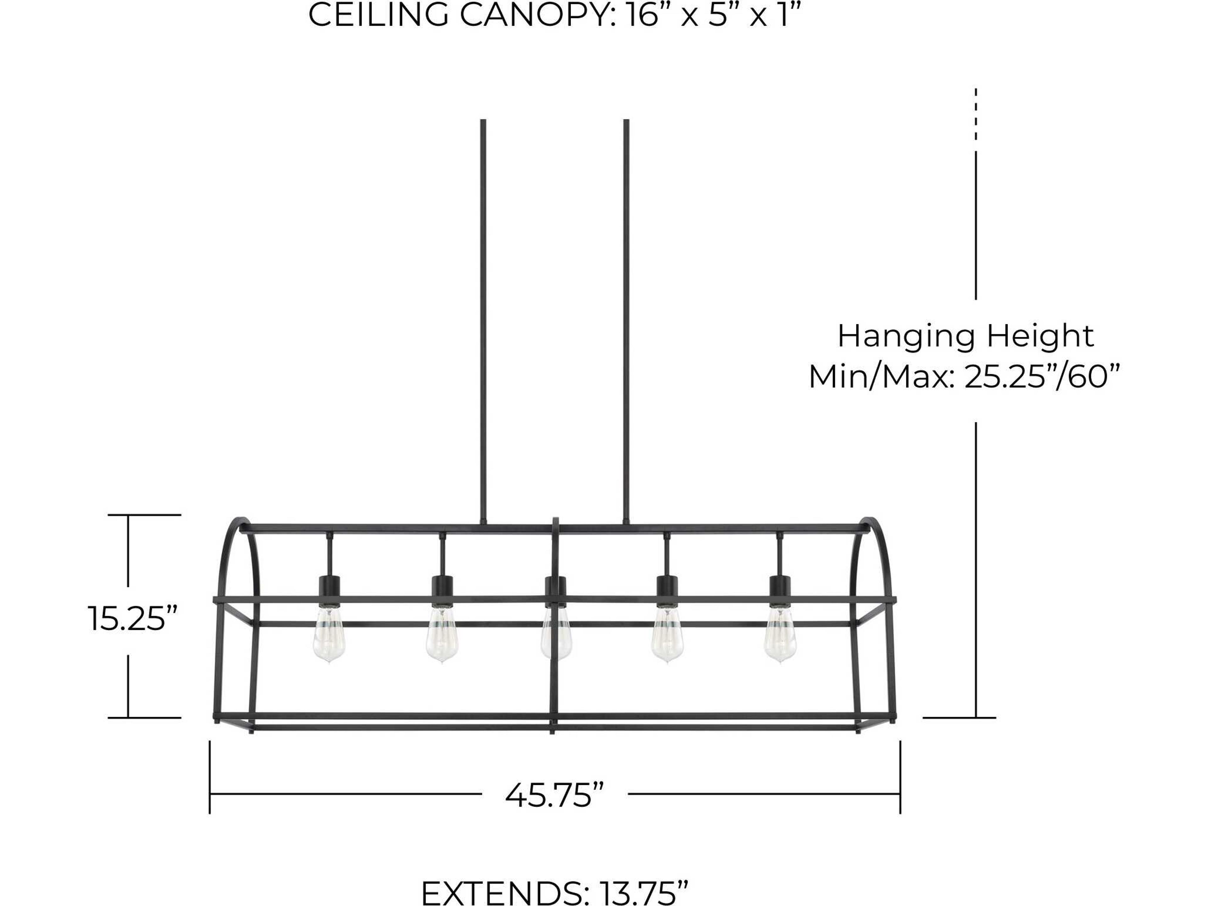 Capital Lighting Aubrey 5-Light Matte Black Island Pendant