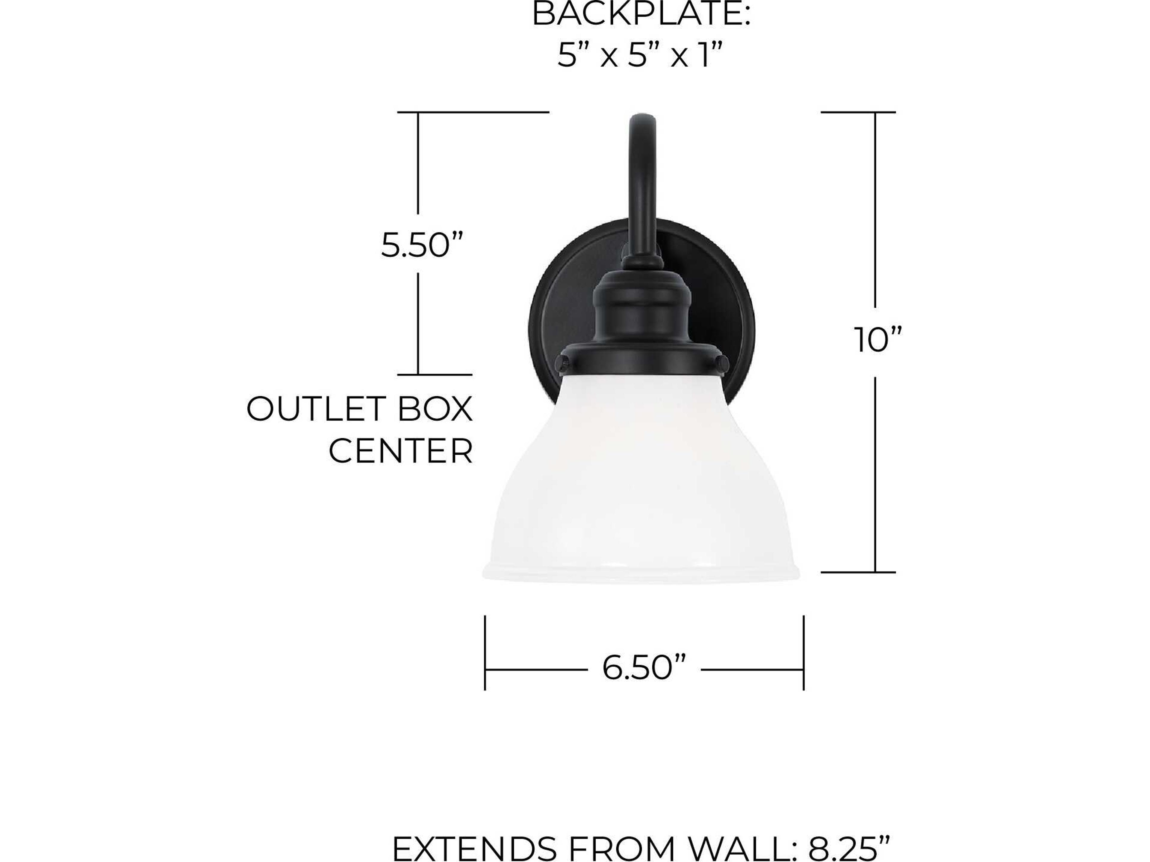 Capital Lighting Baxter 1-Light Matte Black Glass Wall Sconce
