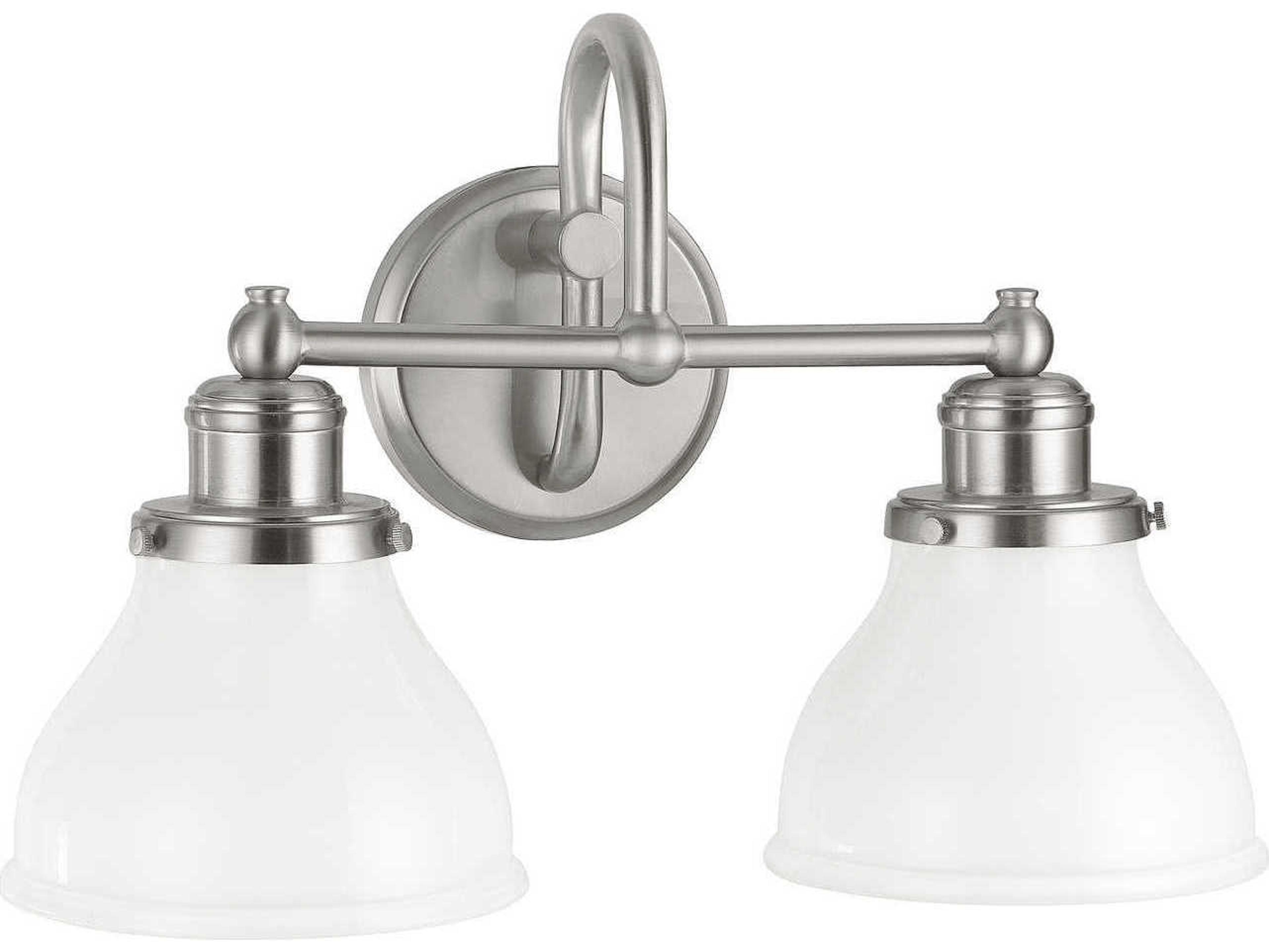 Baxter 2-Light Brushed Nickel Glass Vanity Light