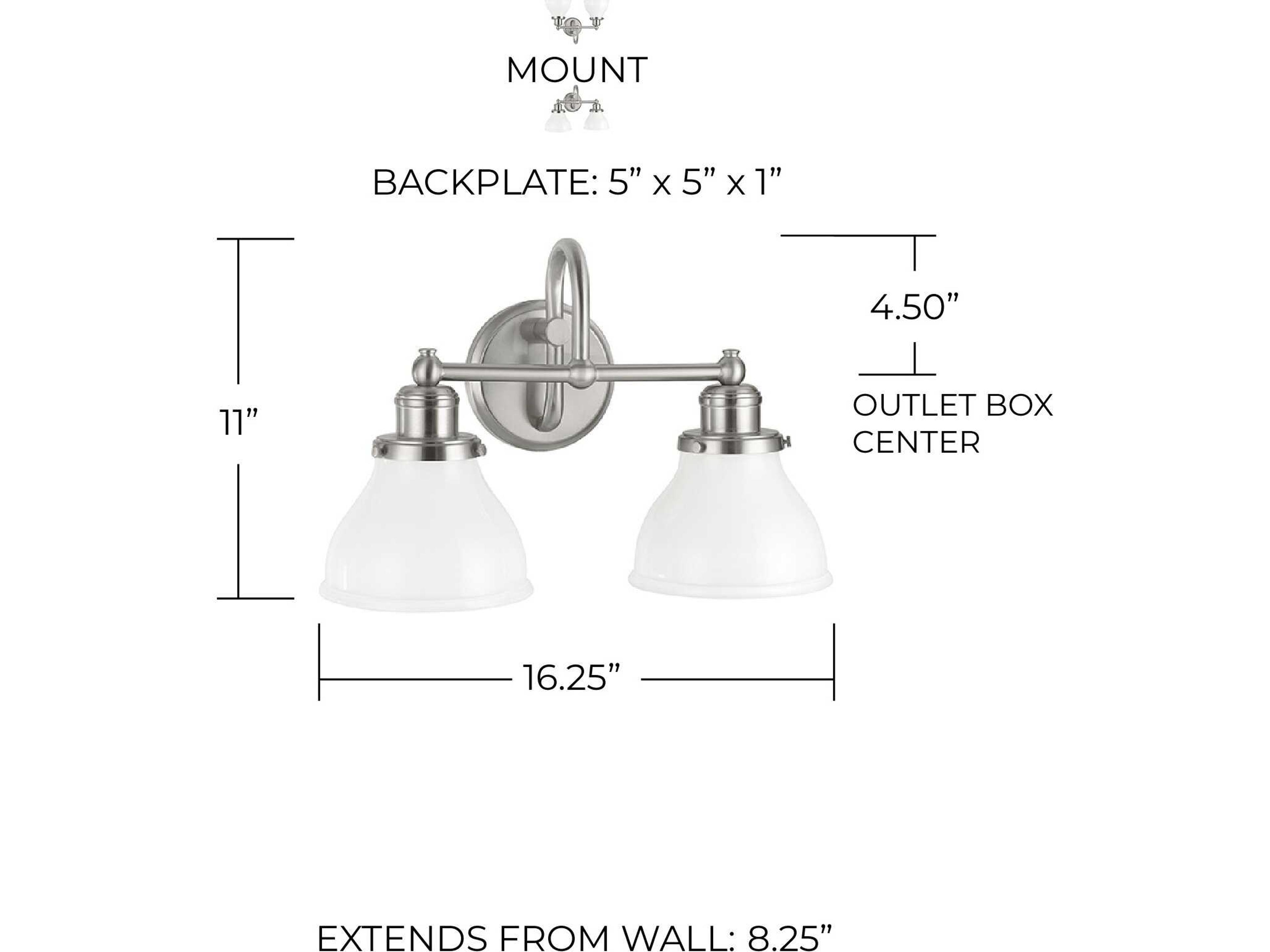 Capital Lighting Baxter 2-Light Brushed Nickel Glass Vanity Light