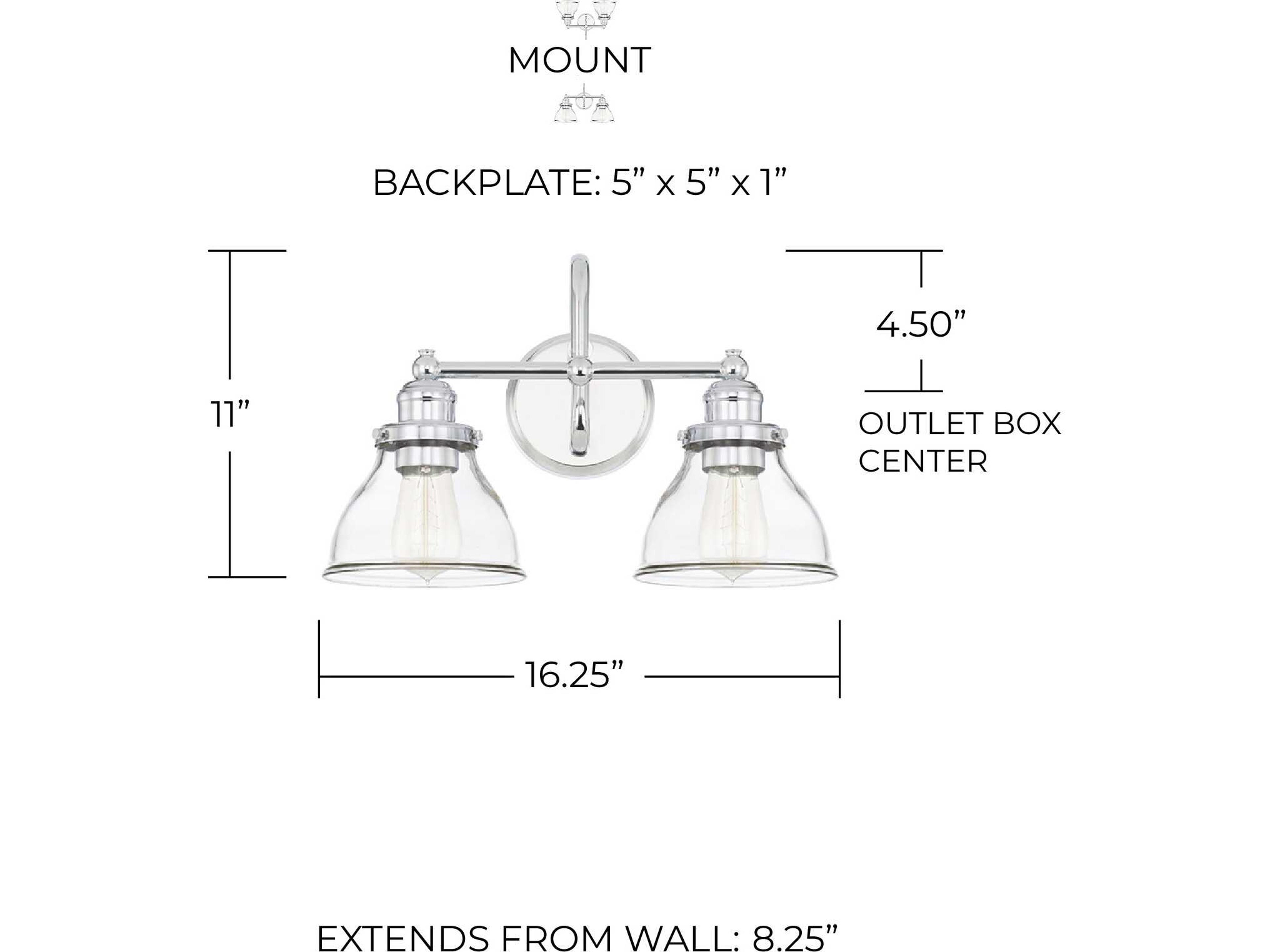 Capital Lighting Baxter 2-Light Chrome Glass Vanity Light