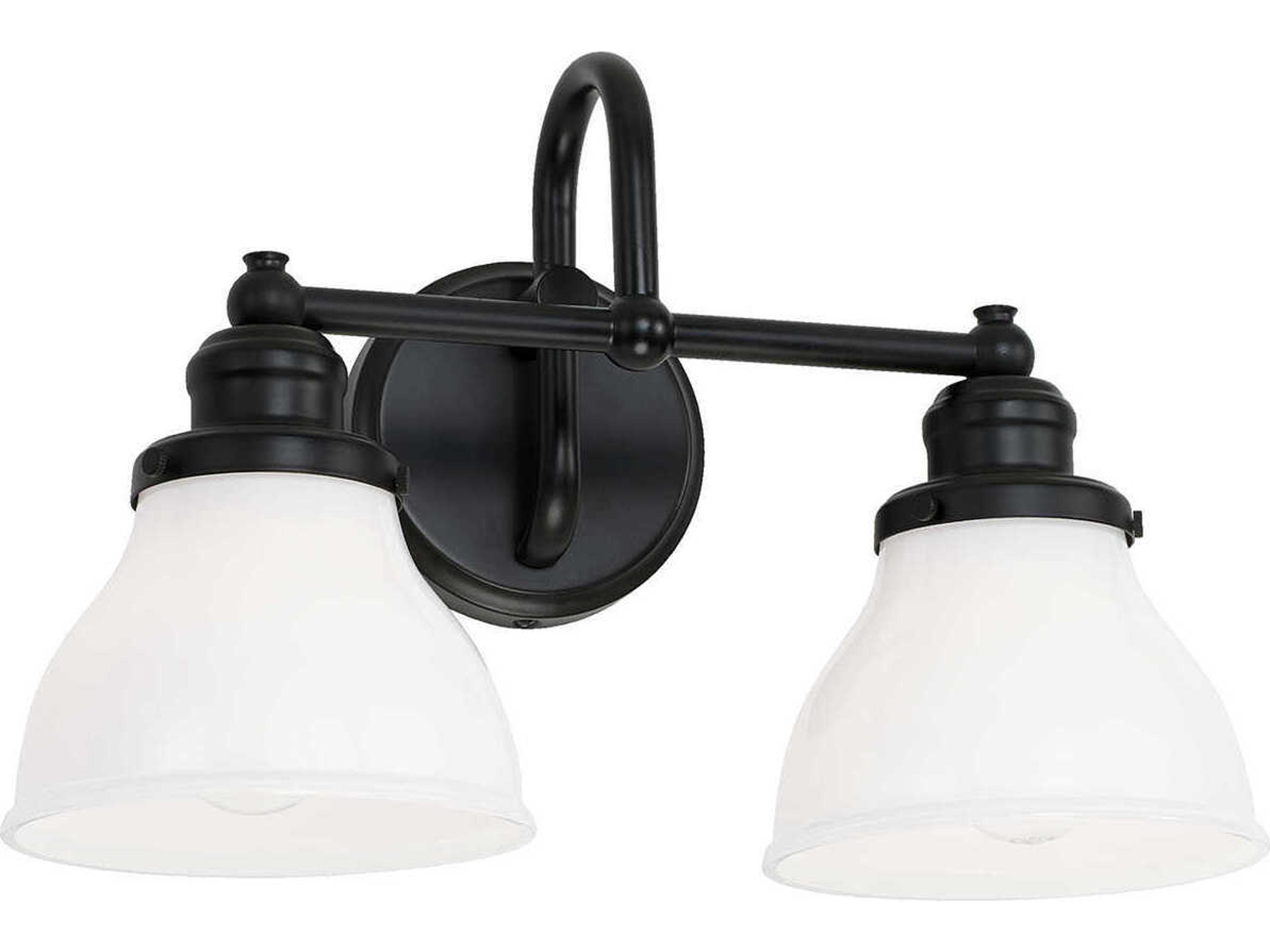 Baxter 2-Light Matte Black Glass Vanity Light