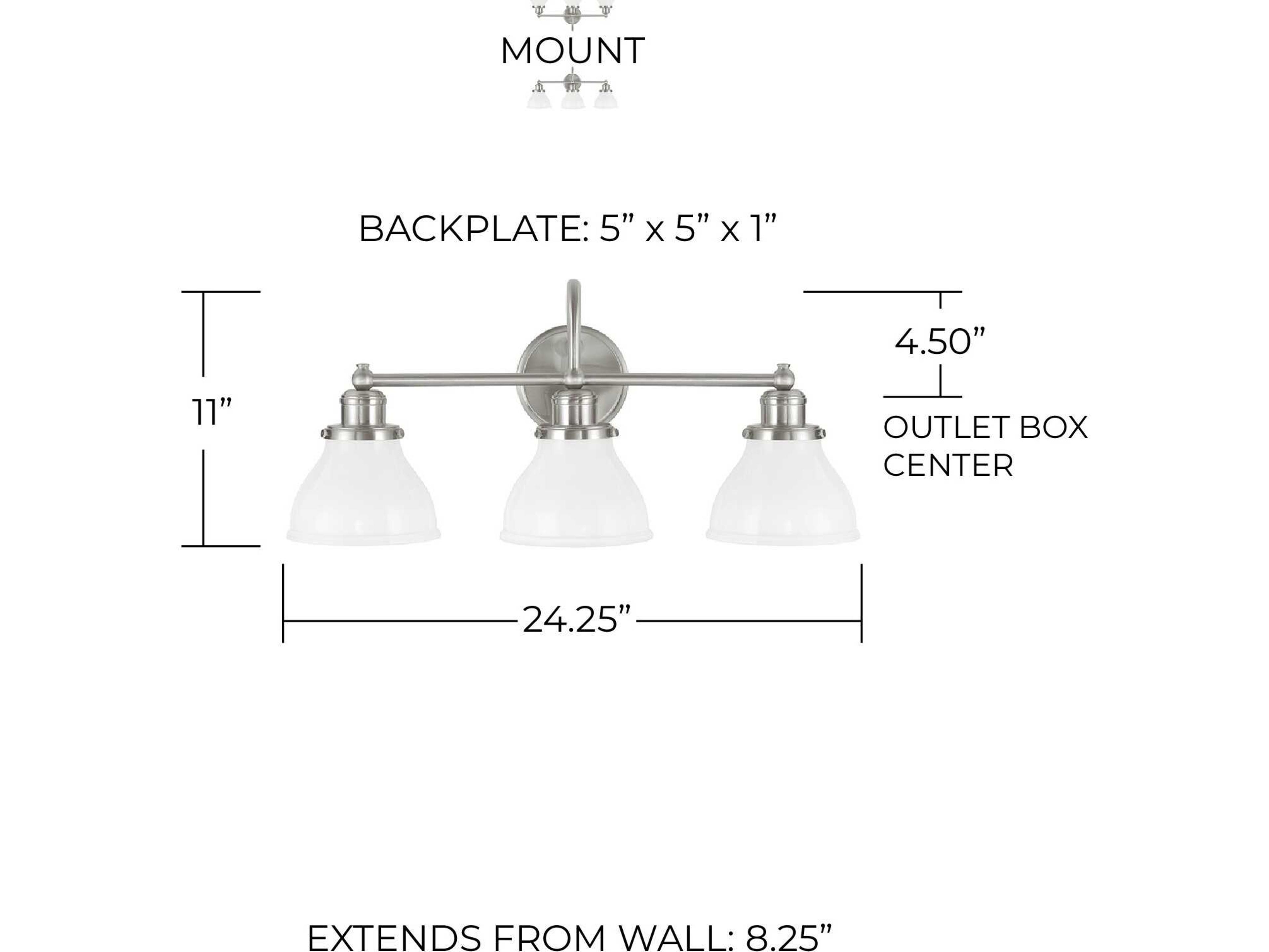 Capital Lighting Baxter 3-Light Brushed Nickel Glass Vanity Light