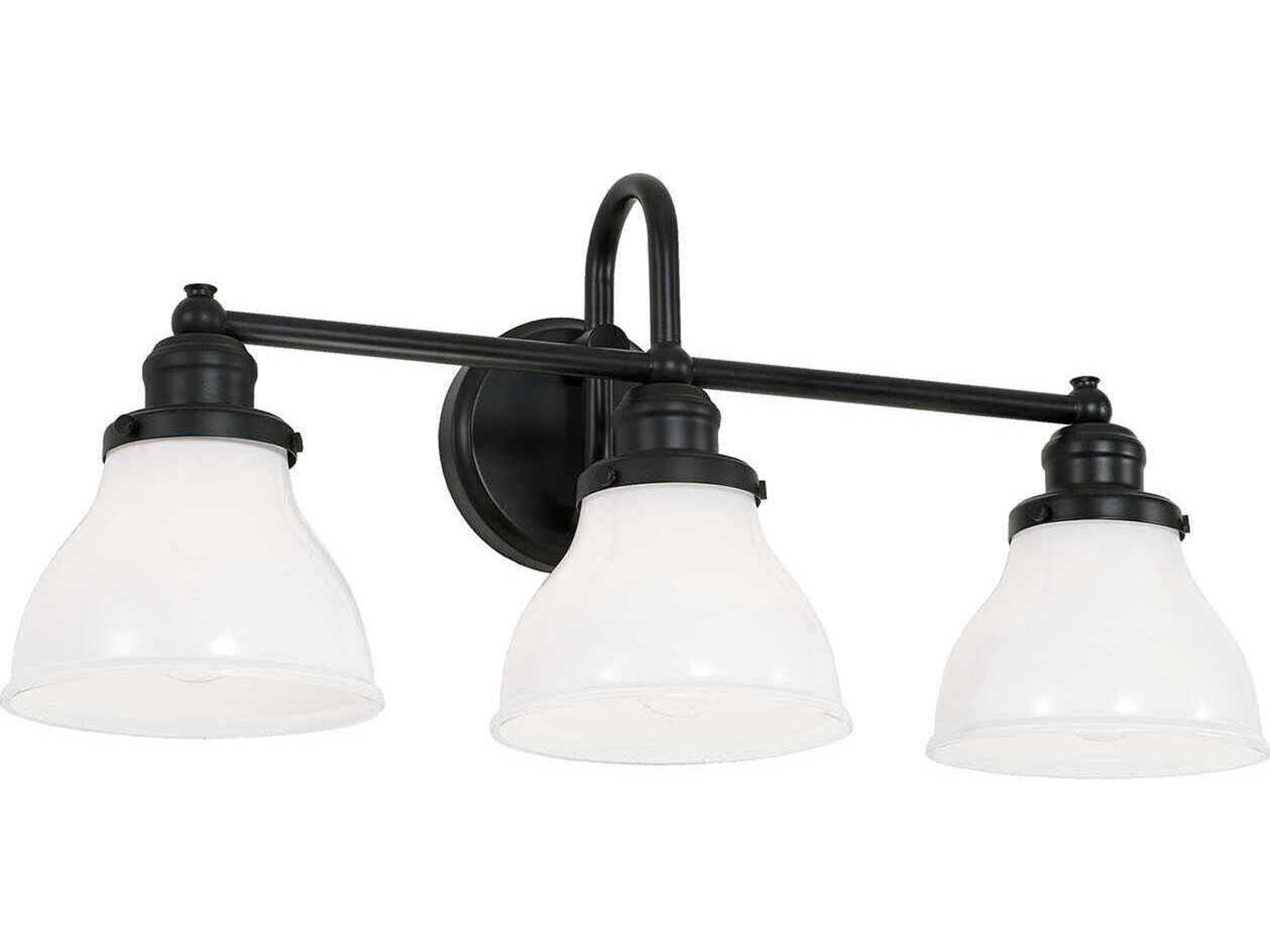 Baxter 3-Light Matte Black Glass Vanity Light