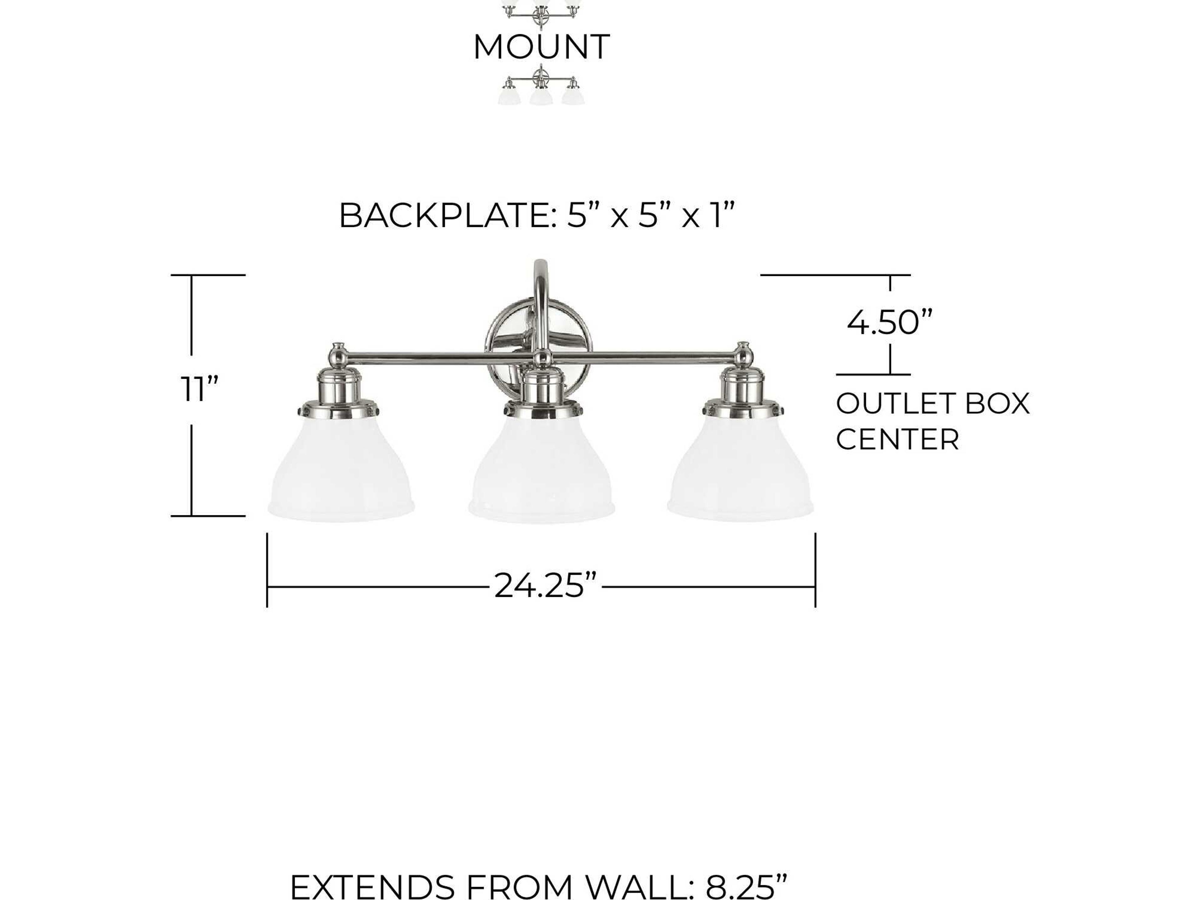Capital Lighting Baxter 3-Light Polished Nickel Glass Vanity Light