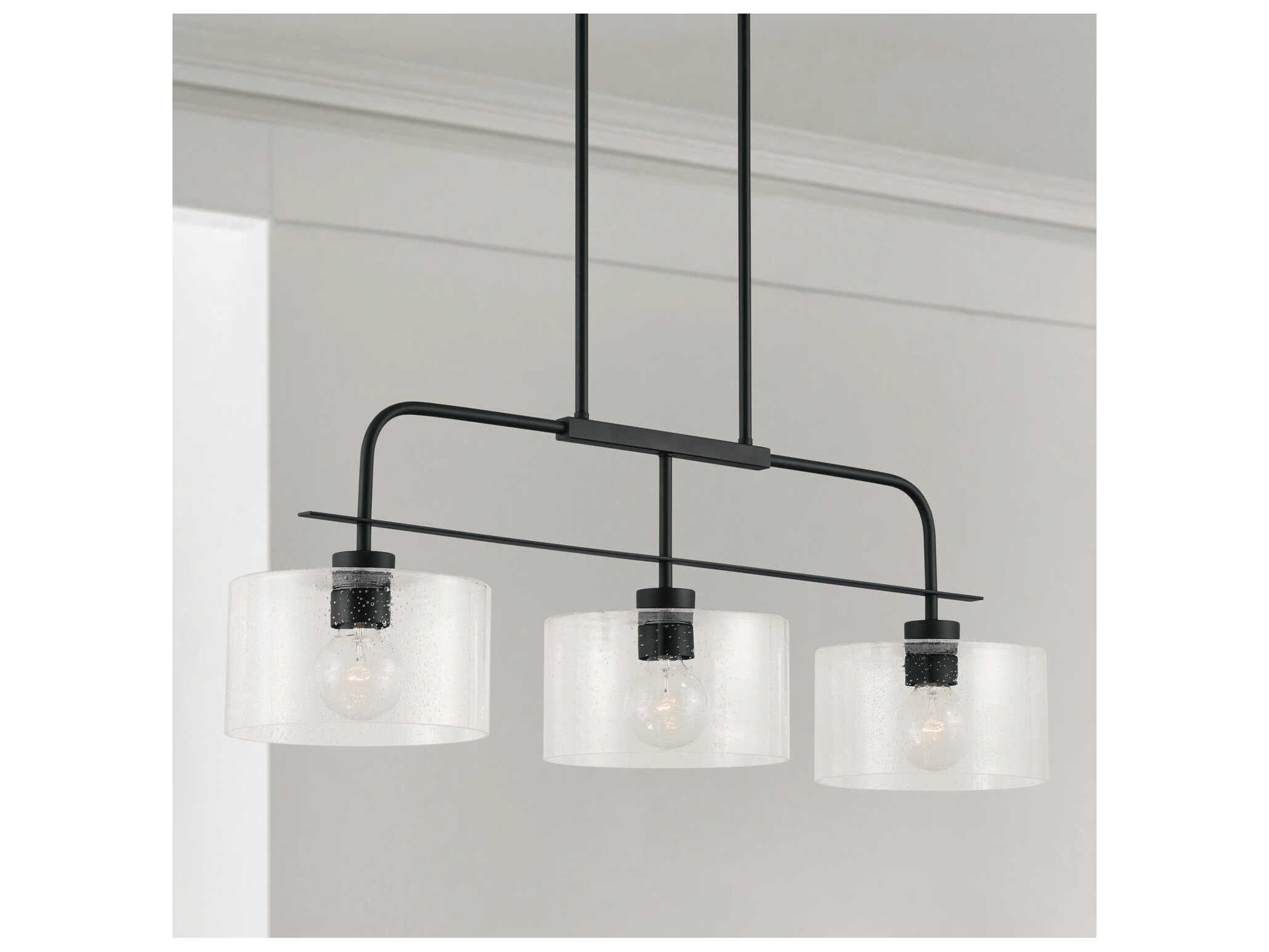 Capital Lighting 3-Light Matte Black Drum Island Pendant