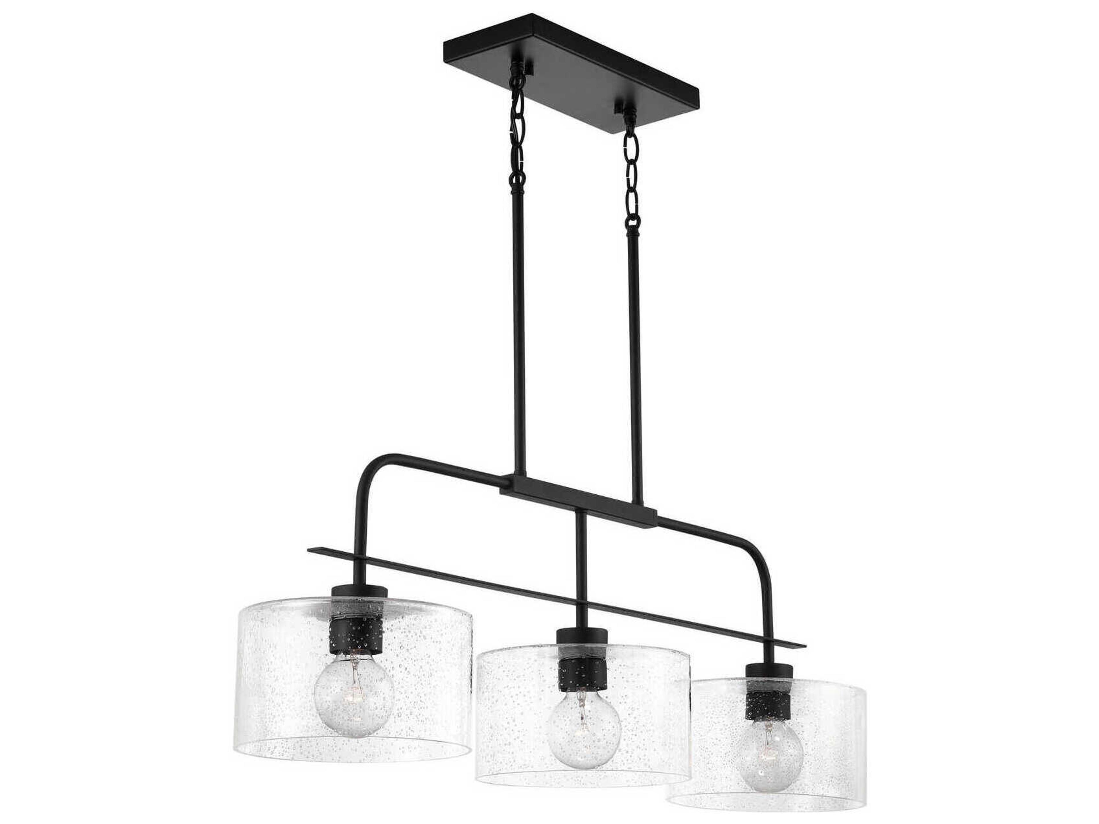 Capital Lighting 3-Light Matte Black Drum Island Pendant